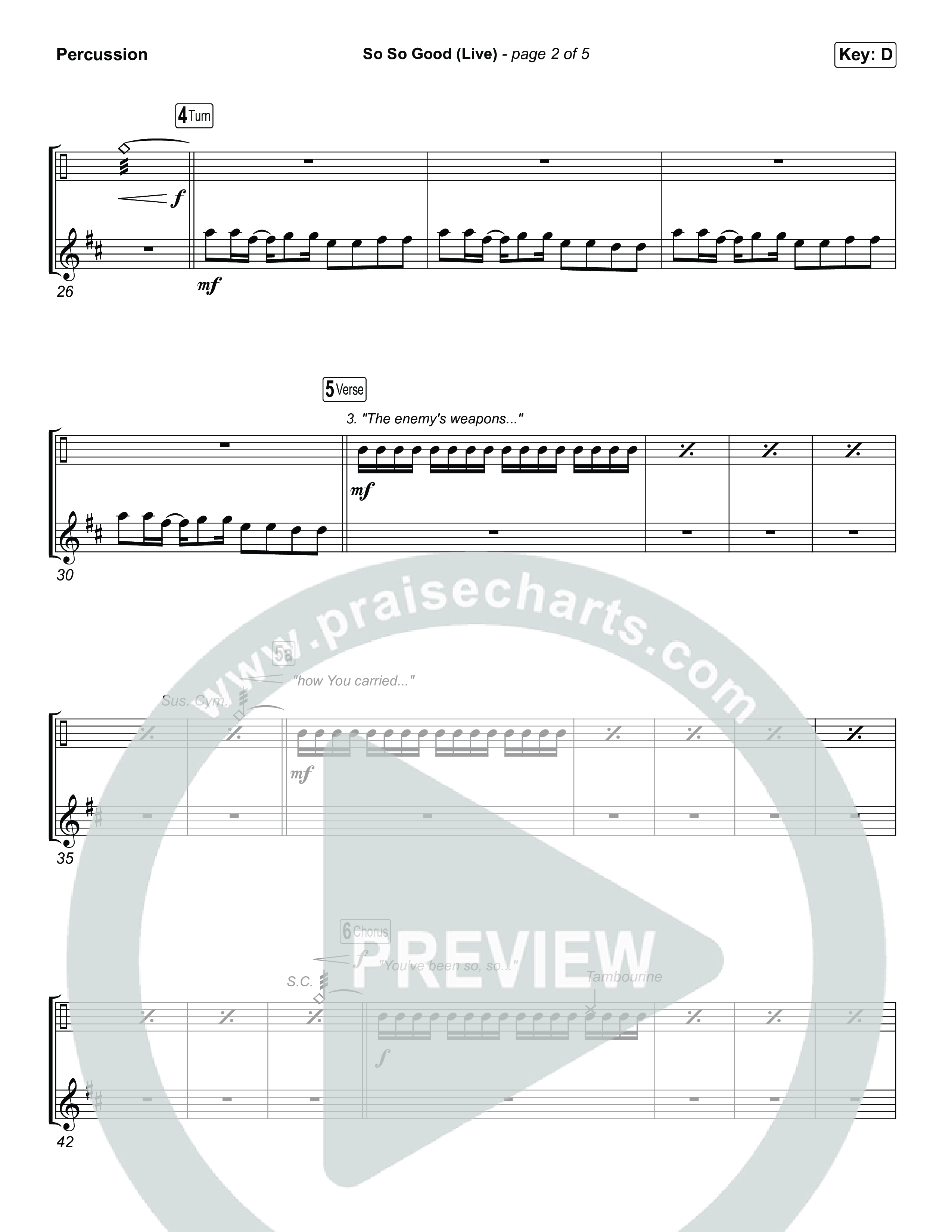 So So Good (Choral Anthem SATB) Percussion (Phil Wickham / Brandon Lake / Elevation Worship)