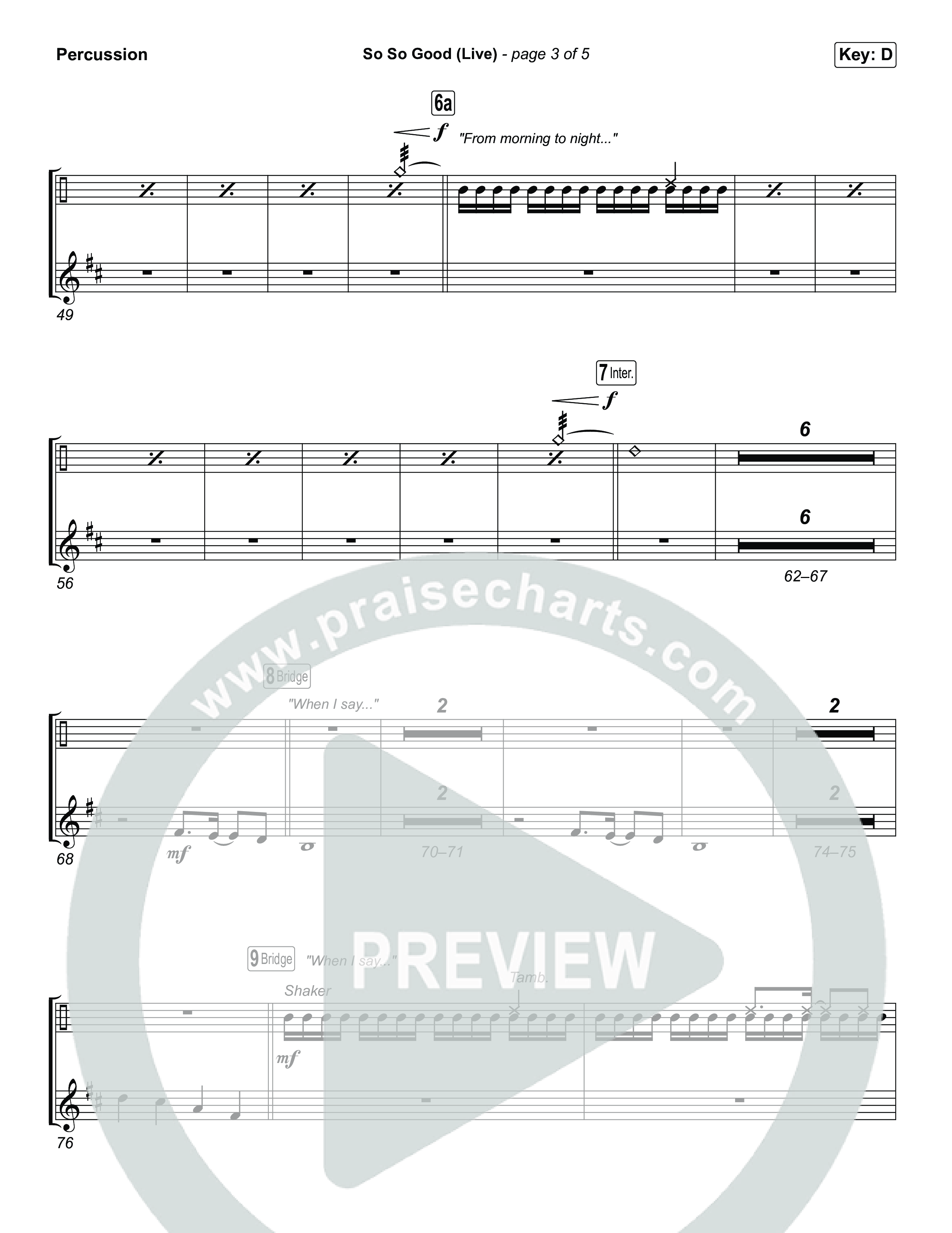 So So Good (Choral Anthem SATB) Percussion (Phil Wickham / Brandon Lake / Elevation Worship)