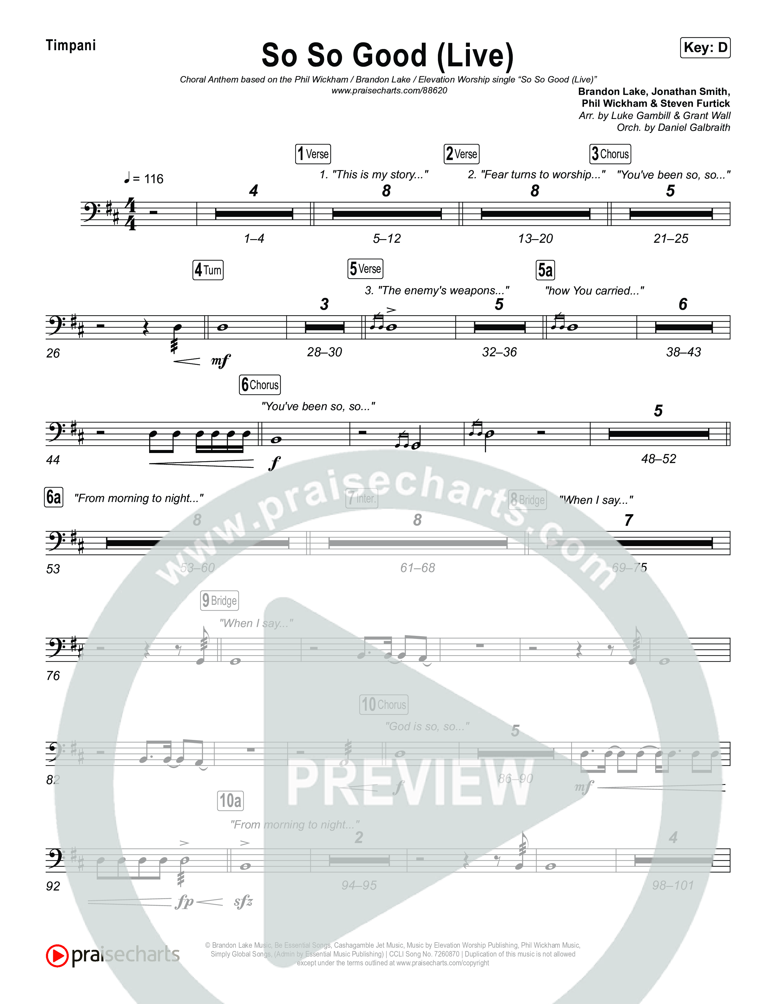 So So Good (Choral Anthem SATB) Timpani (Phil Wickham / Brandon Lake / Elevation Worship)