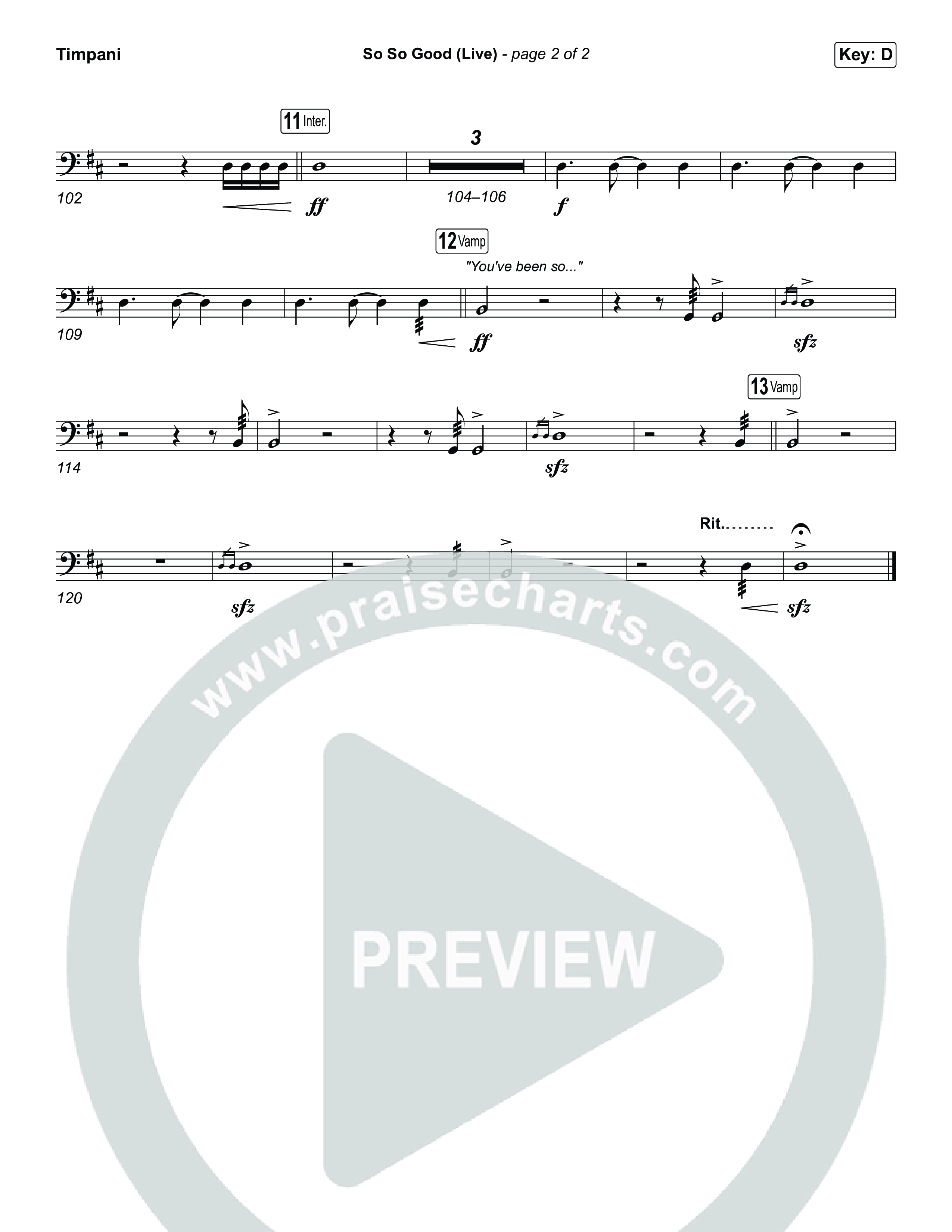 So So Good (Choral Anthem SATB) Timpani (Phil Wickham / Brandon Lake / Elevation Worship)