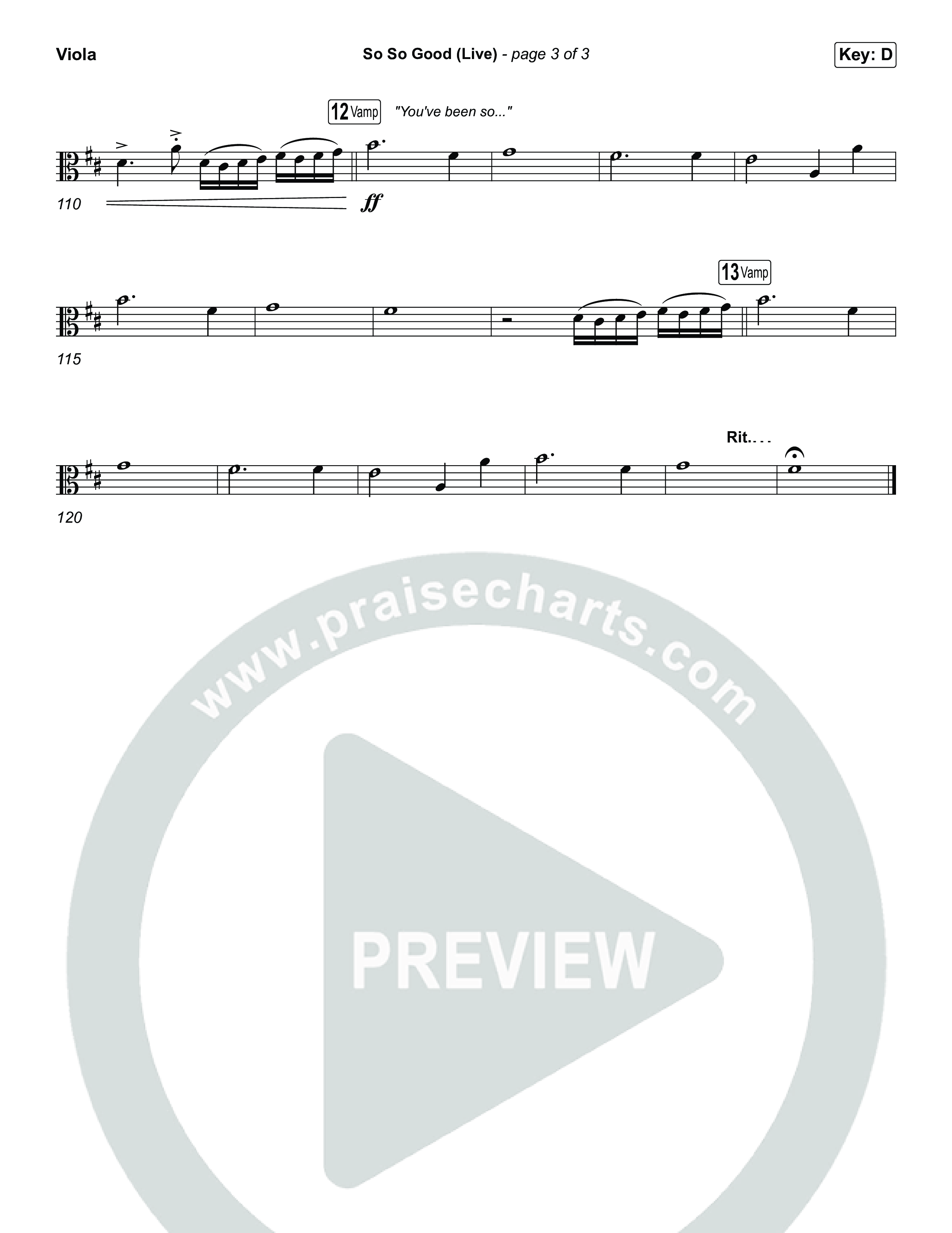 So So Good (Choral Anthem SATB) Viola (Phil Wickham / Brandon Lake / Elevation Worship)