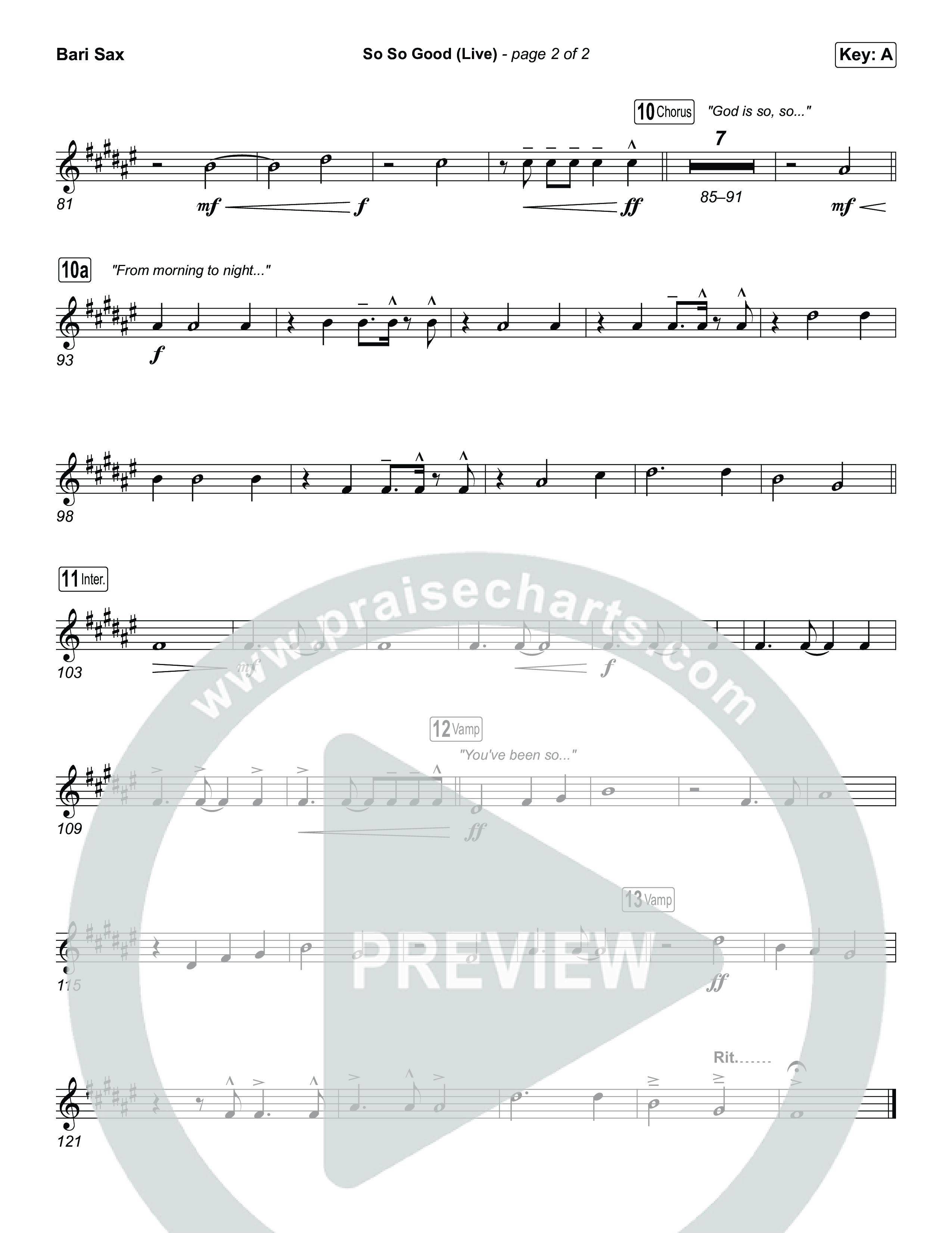 So So Good (Sing It Now) Bari Sax (Phil Wickham / Brandon Lake / Elevation Worship / Arr. Luke Gambill)