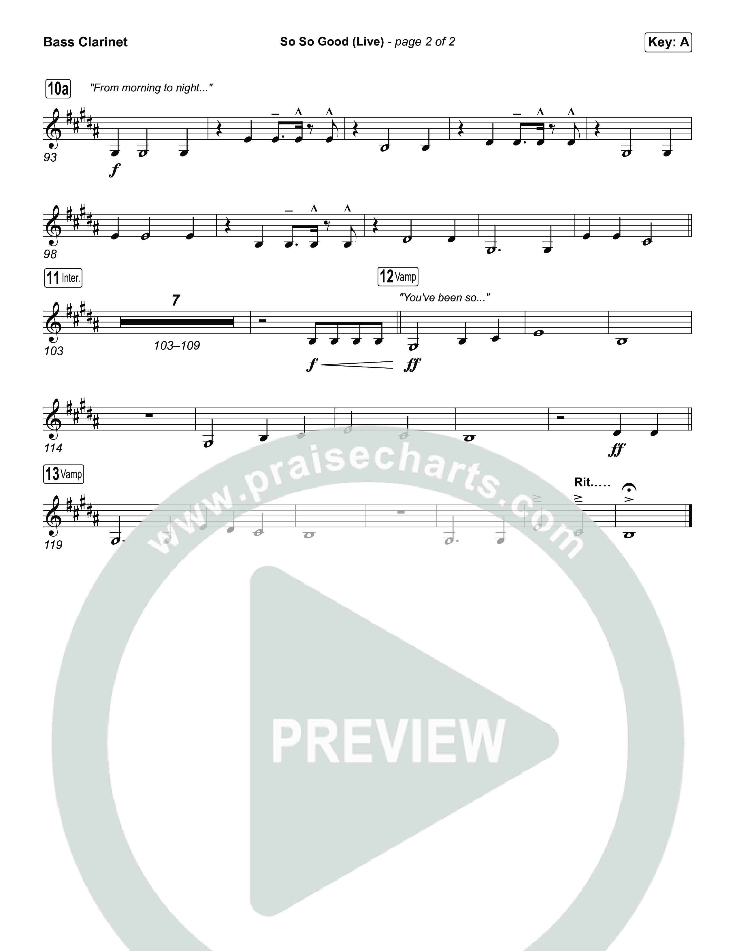 So So Good (Sing It Now) Bass Clarinet (Phil Wickham / Brandon Lake / Elevation Worship / Arr. Luke Gambill)