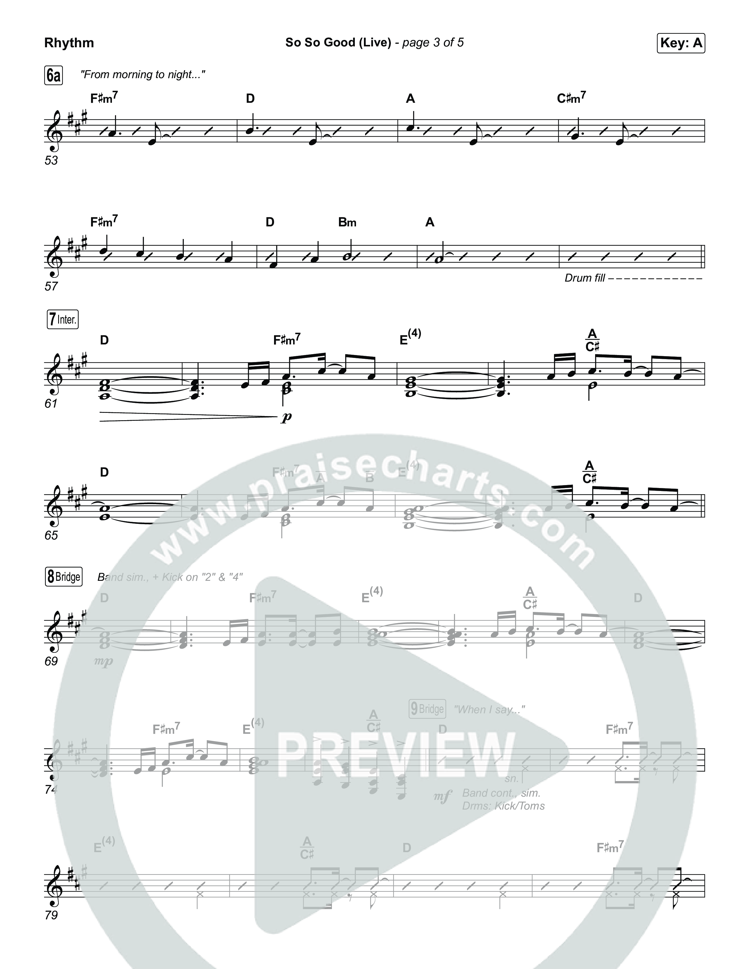 So So Good (Sing It Now) Rhythm Chart (Phil Wickham / Brandon Lake / Elevation Worship / Arr. Luke Gambill)