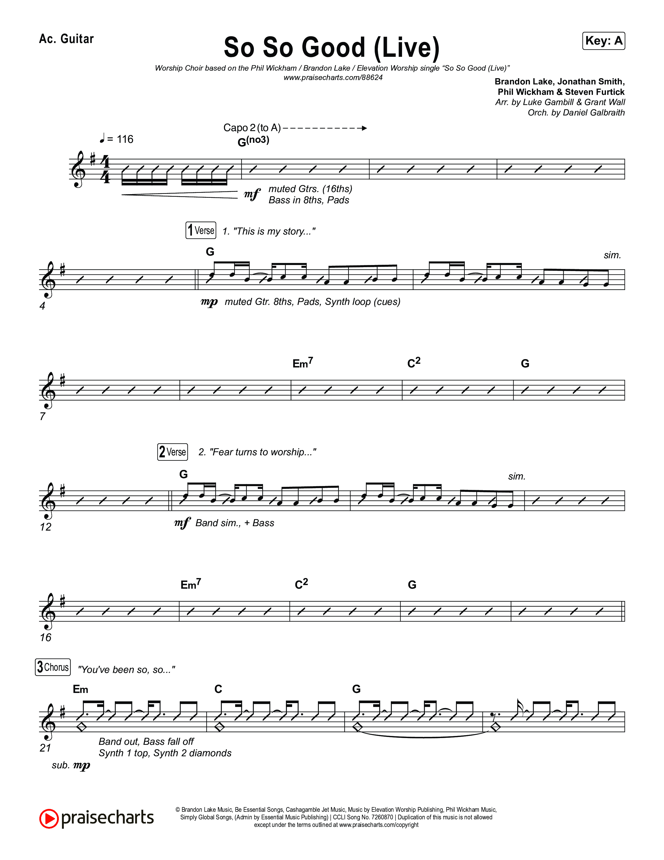 So So Good (Worship Choir/SAB) Acoustic Guitar (Phil Wickham / Brandon Lake / Elevation Worship / Arr. Luke Gambill)