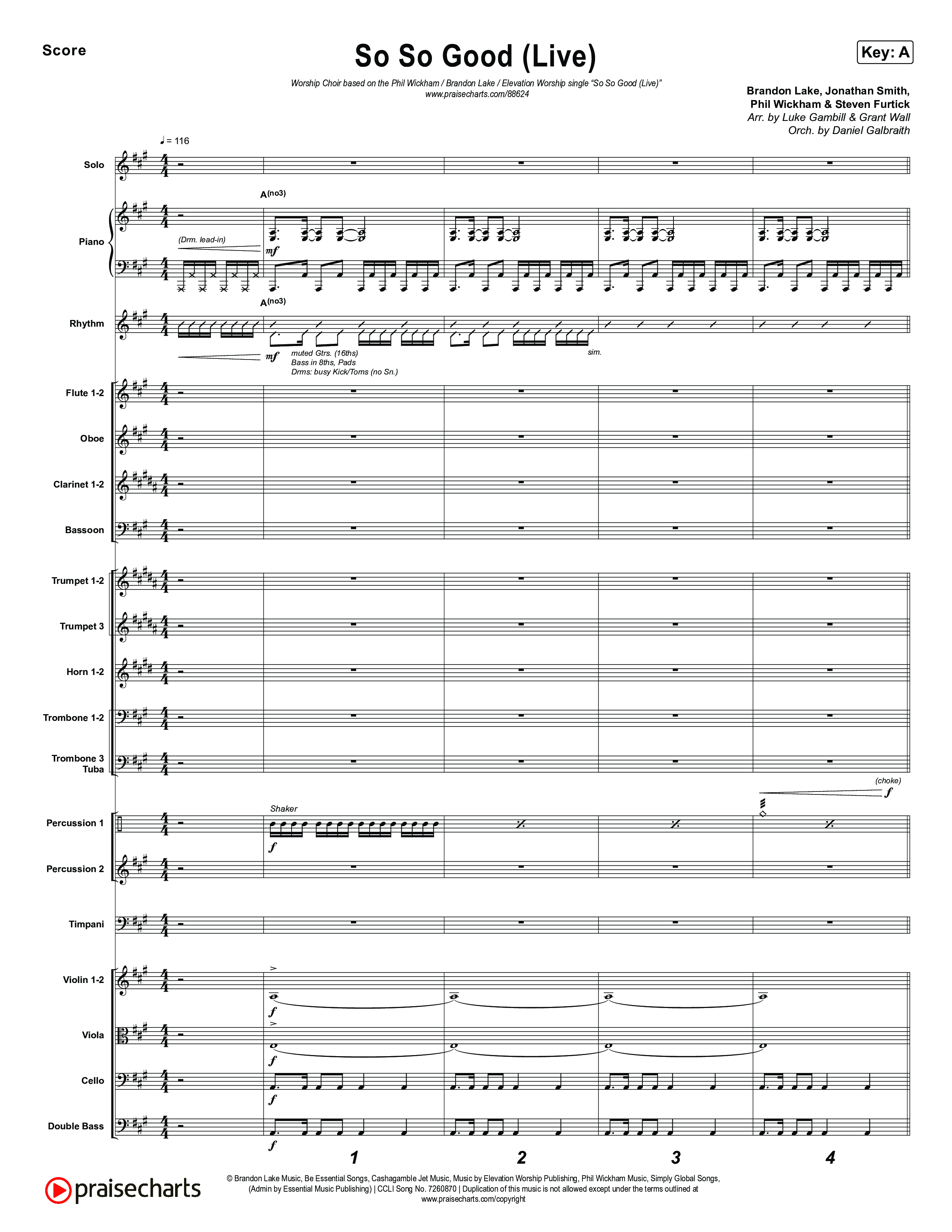 So So Good (Worship Choir/SAB) Conductor's Score (Phil Wickham / Brandon Lake / Elevation Worship / Arr. Luke Gambill)