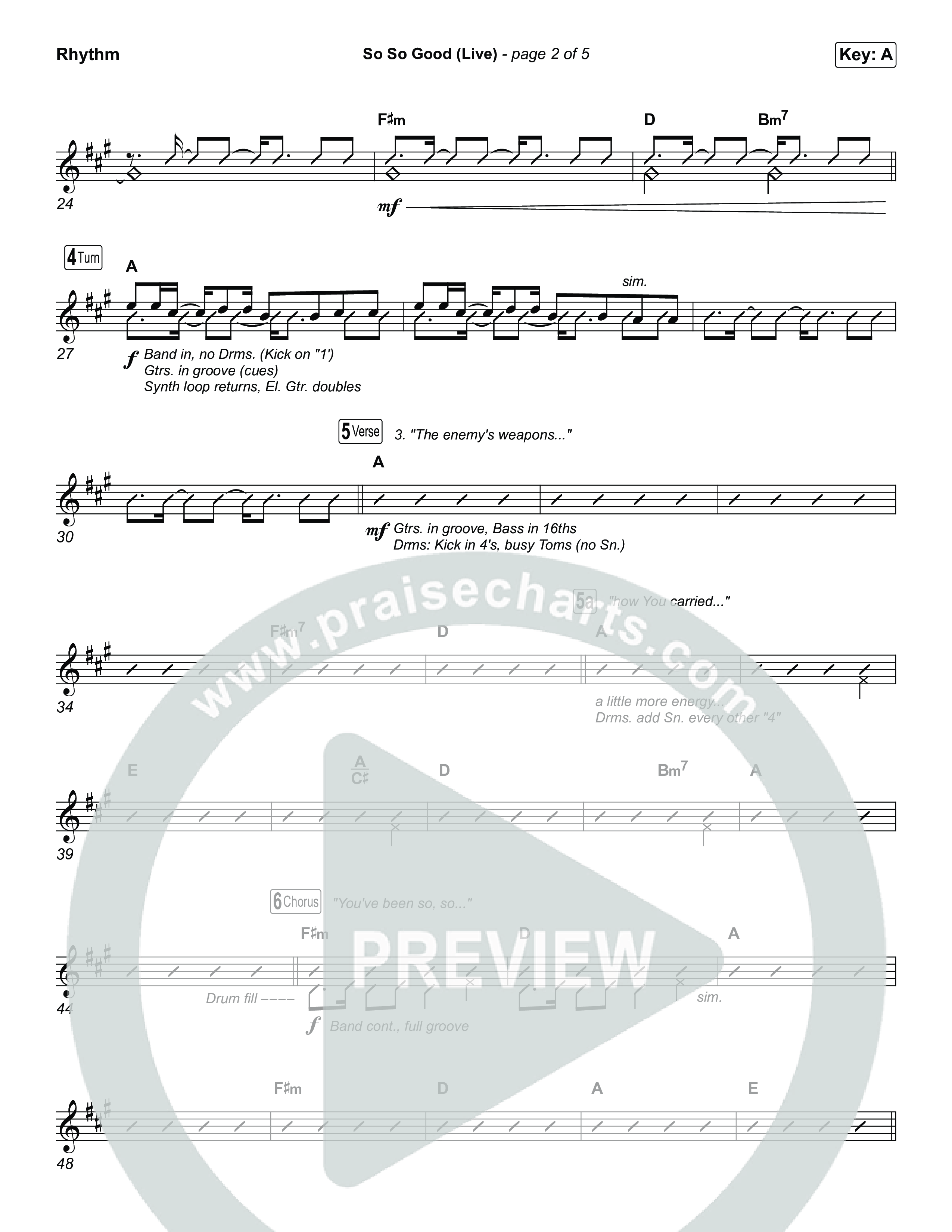 So So Good (Worship Choir/SAB) Rhythm Chart (Phil Wickham / Brandon Lake / Elevation Worship / Arr. Luke Gambill)