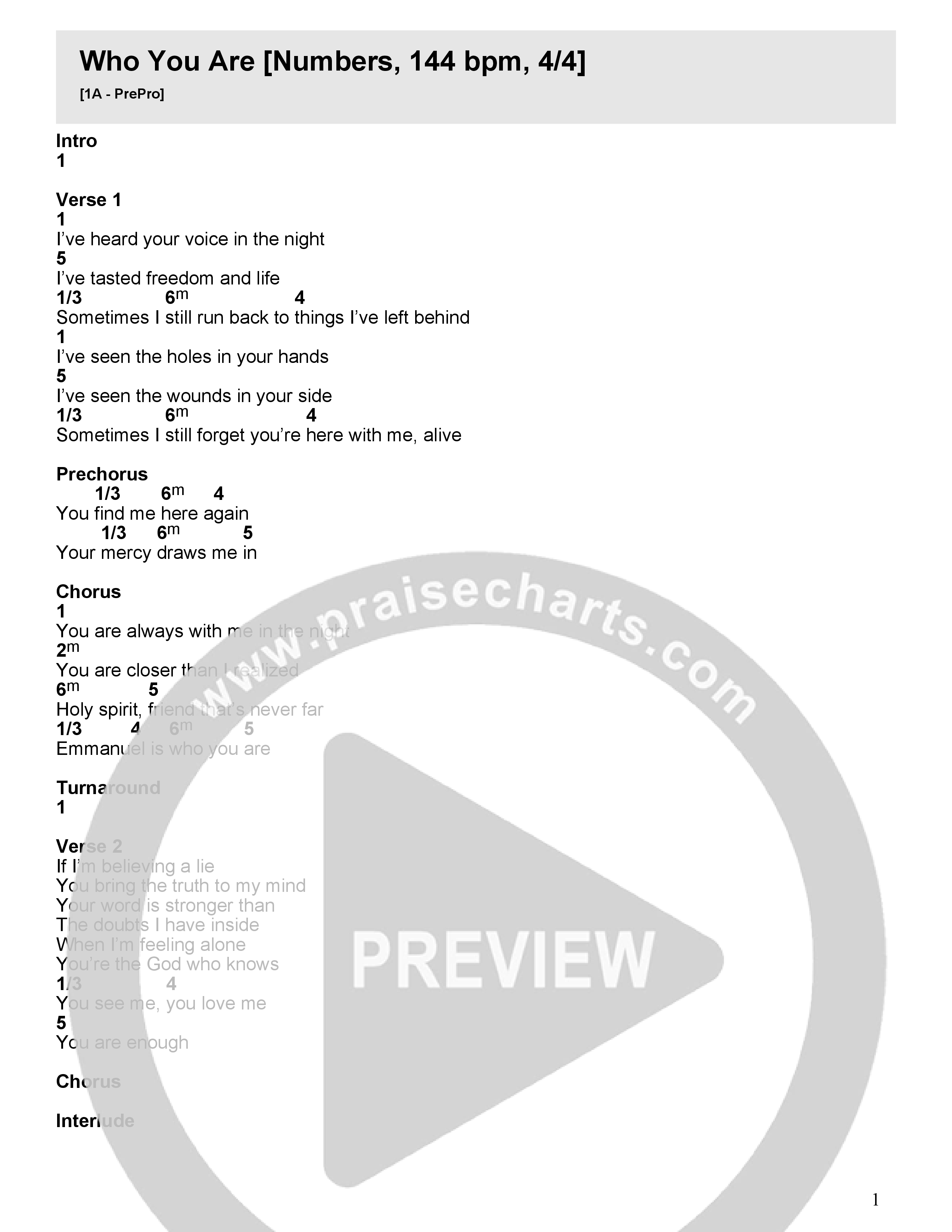 Who You Are Chord Chart (Fuse)