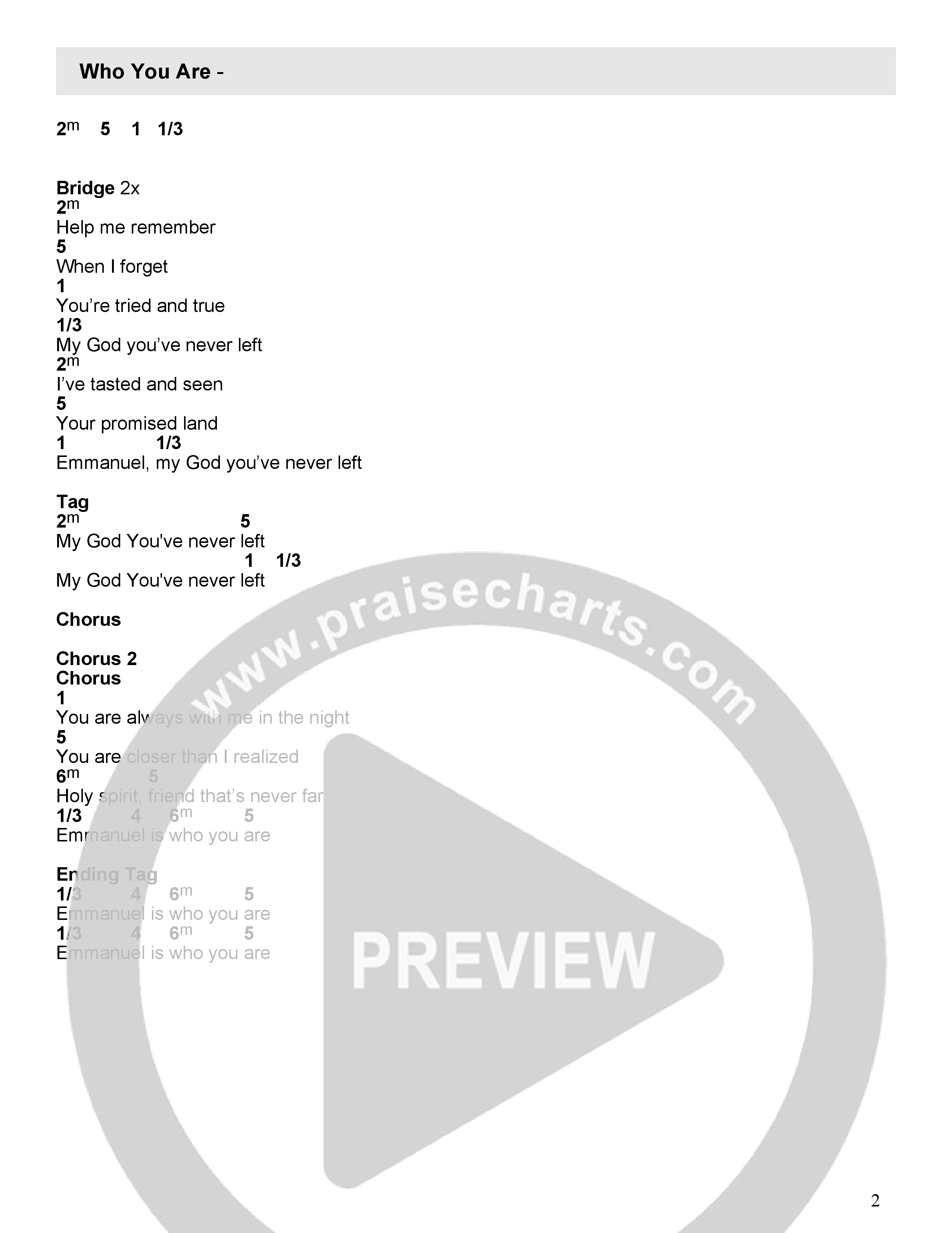 Who You Are Chord Chart (Fuse)