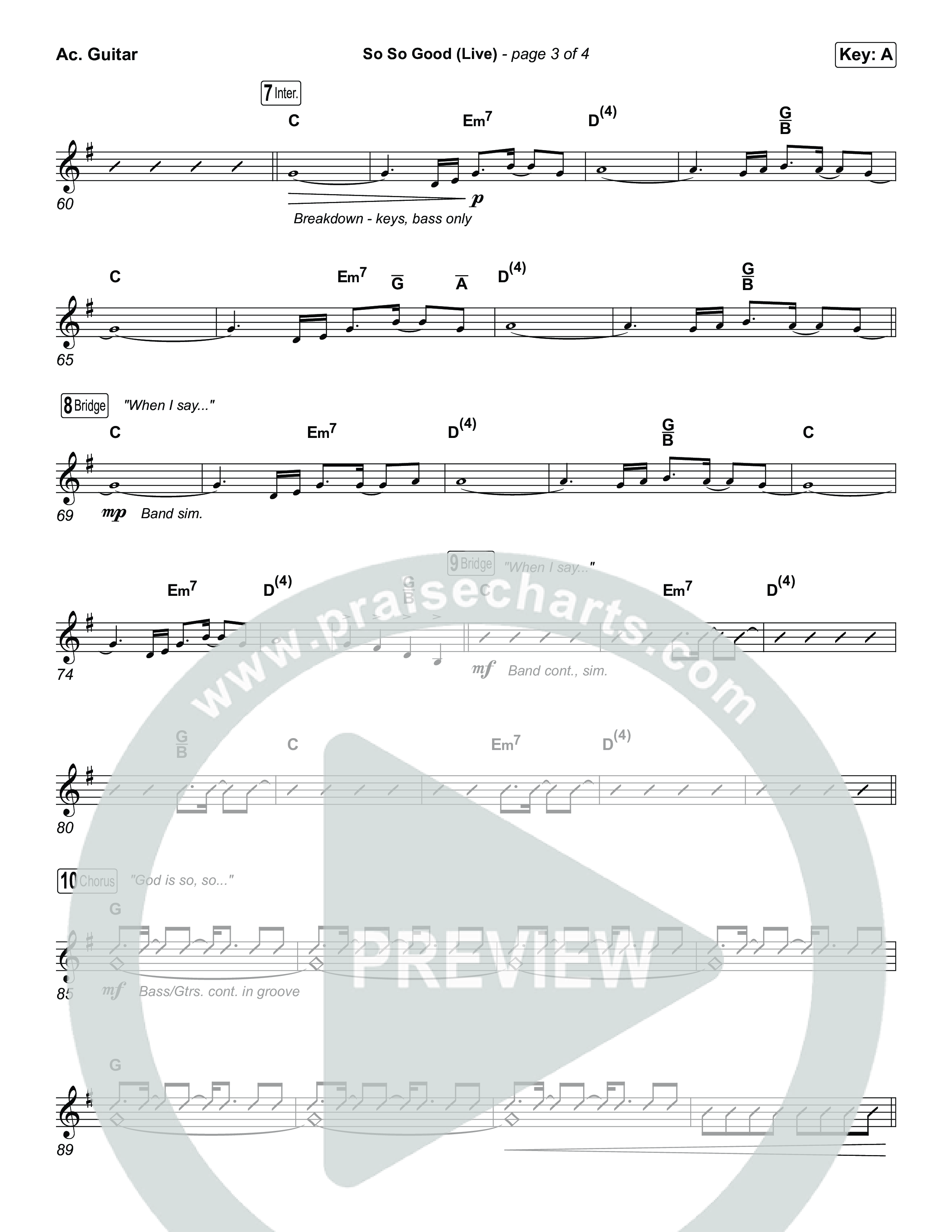 So So Good (Unison/2-Part) Acoustic Guitar (Phil Wickham / Brandon Lake / Elevation Worship / Arr. Luke Gambill)