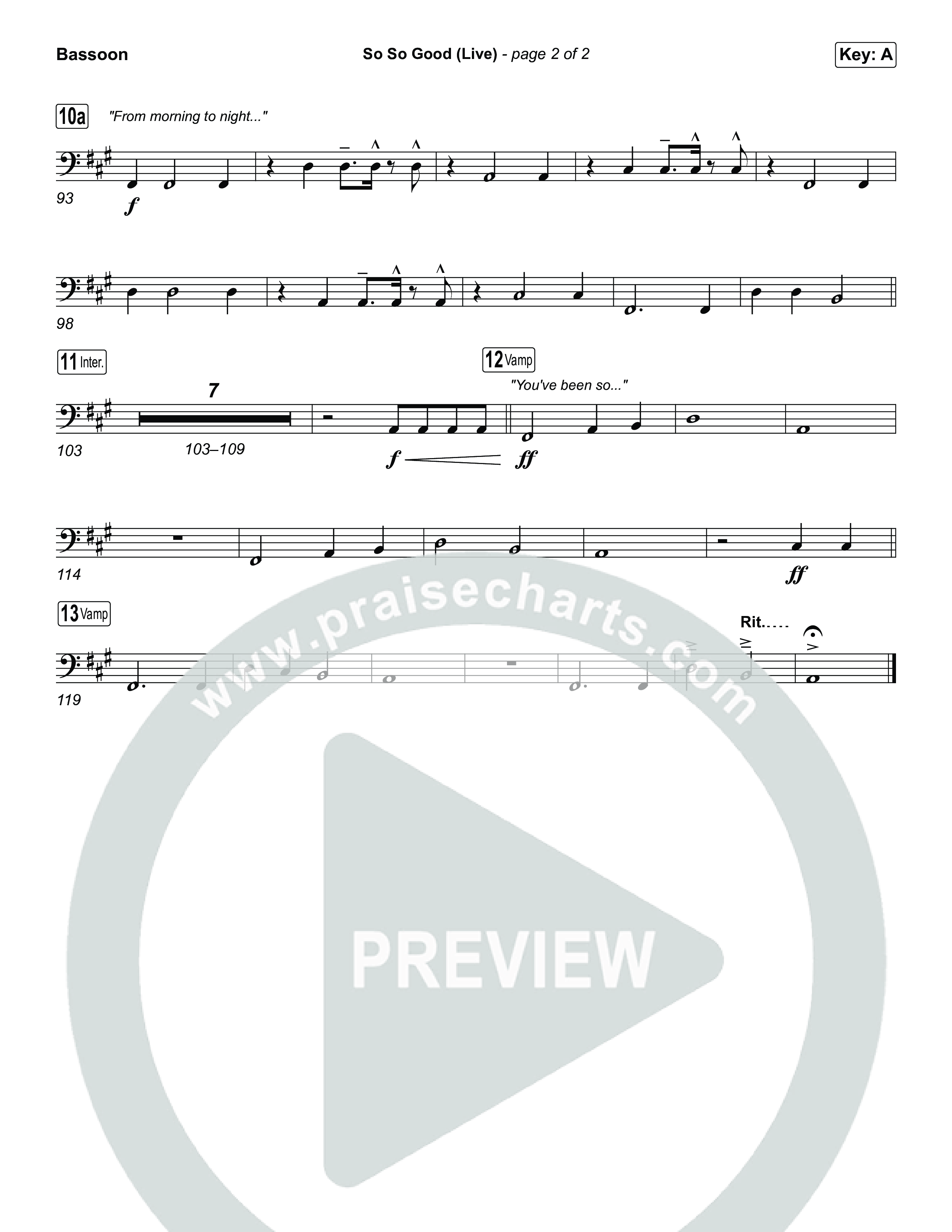 So So Good (Unison/2-Part) Bassoon (Phil Wickham / Brandon Lake / Elevation Worship / Arr. Luke Gambill)