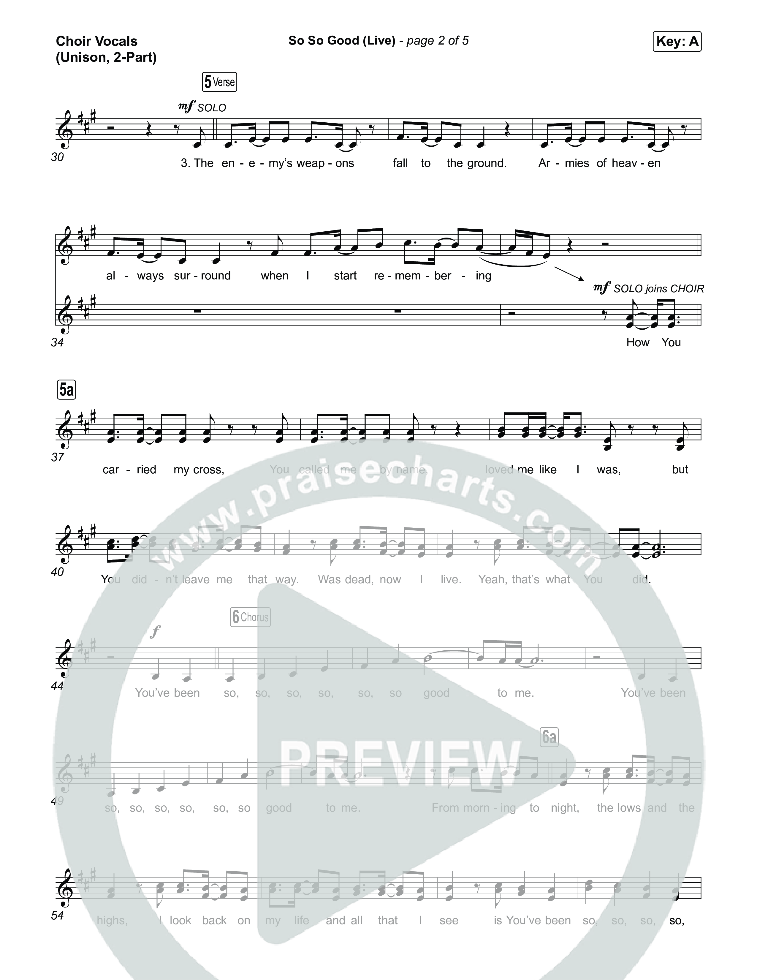 So So Good (Unison/2-Part) Choir Vocals (Uni/2-Part) (Phil Wickham / Brandon Lake / Elevation Worship / Arr. Luke Gambill)