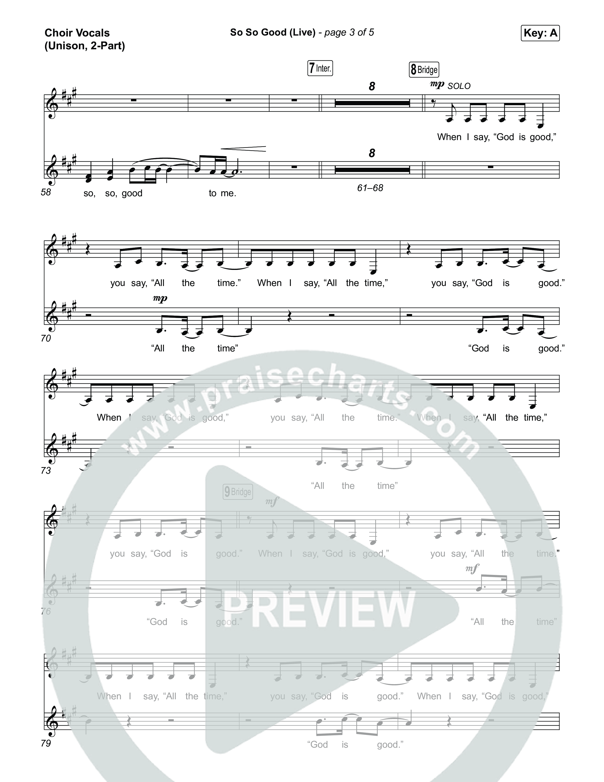 So So Good (Unison/2-Part) Choir Vocals (Uni/2-Part) (Phil Wickham / Brandon Lake / Elevation Worship / Arr. Luke Gambill)