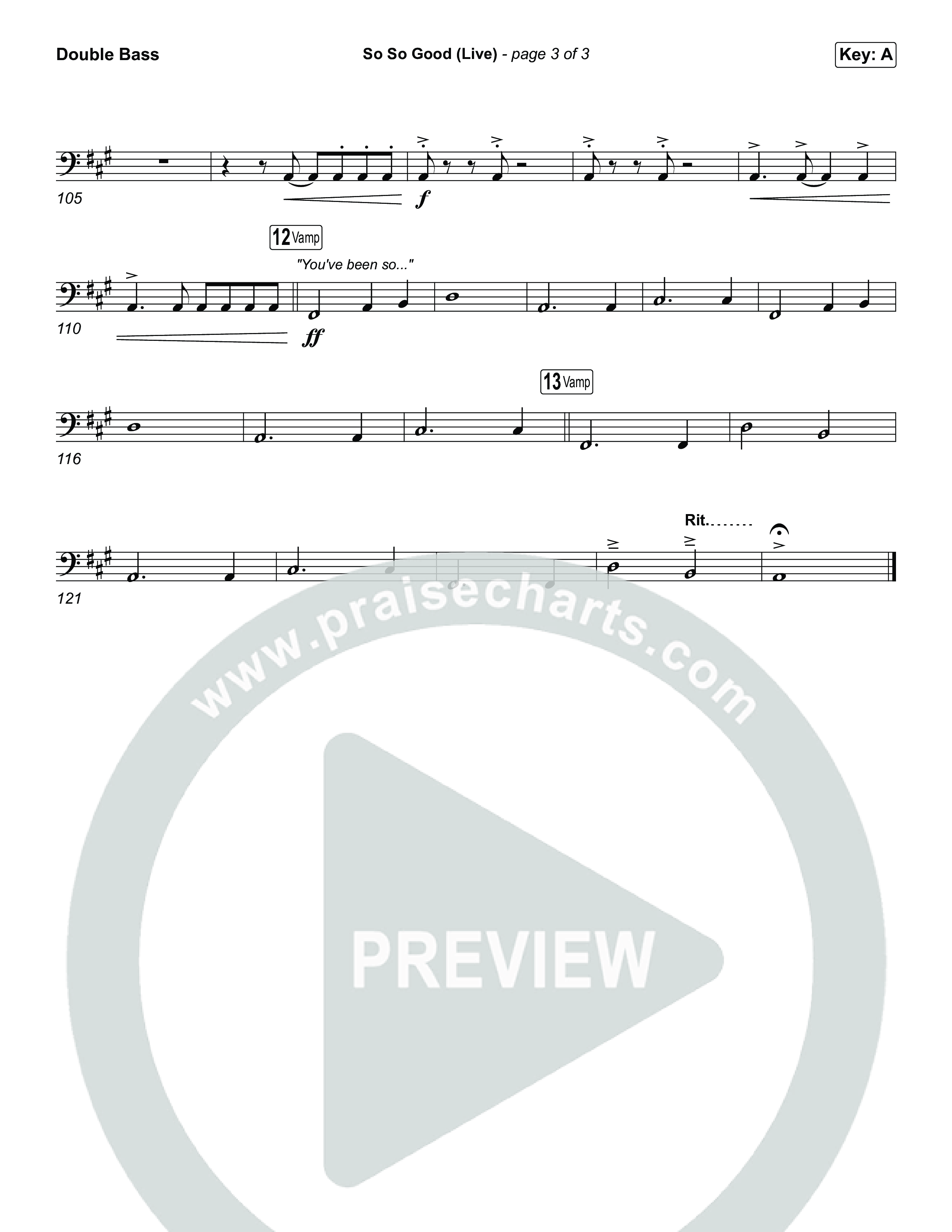 So So Good (Unison/2-Part) Double Bass (Phil Wickham / Brandon Lake / Elevation Worship / Arr. Luke Gambill)