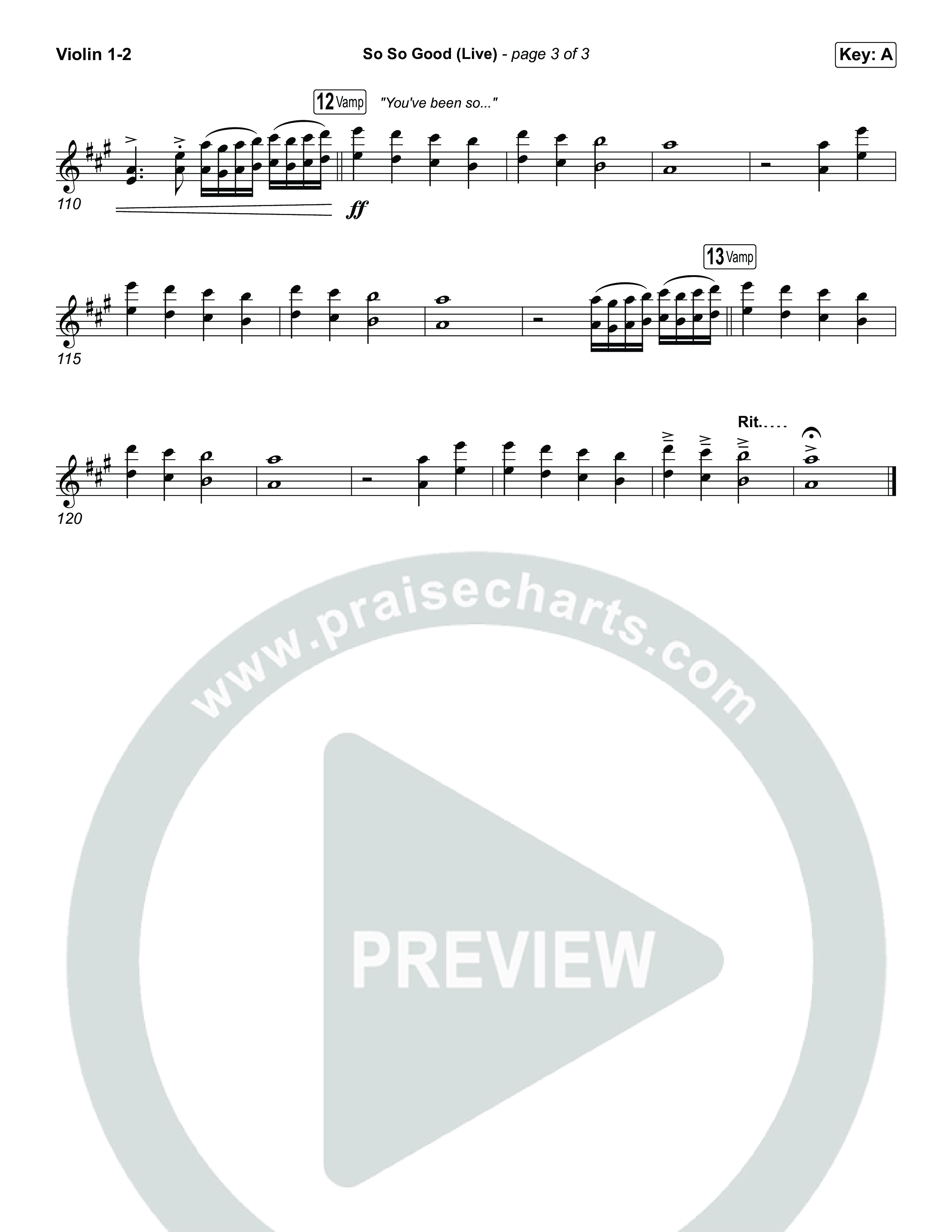 So So Good (Unison/2-Part) Violin 1/2 (Phil Wickham / Brandon Lake / Elevation Worship / Arr. Luke Gambill)