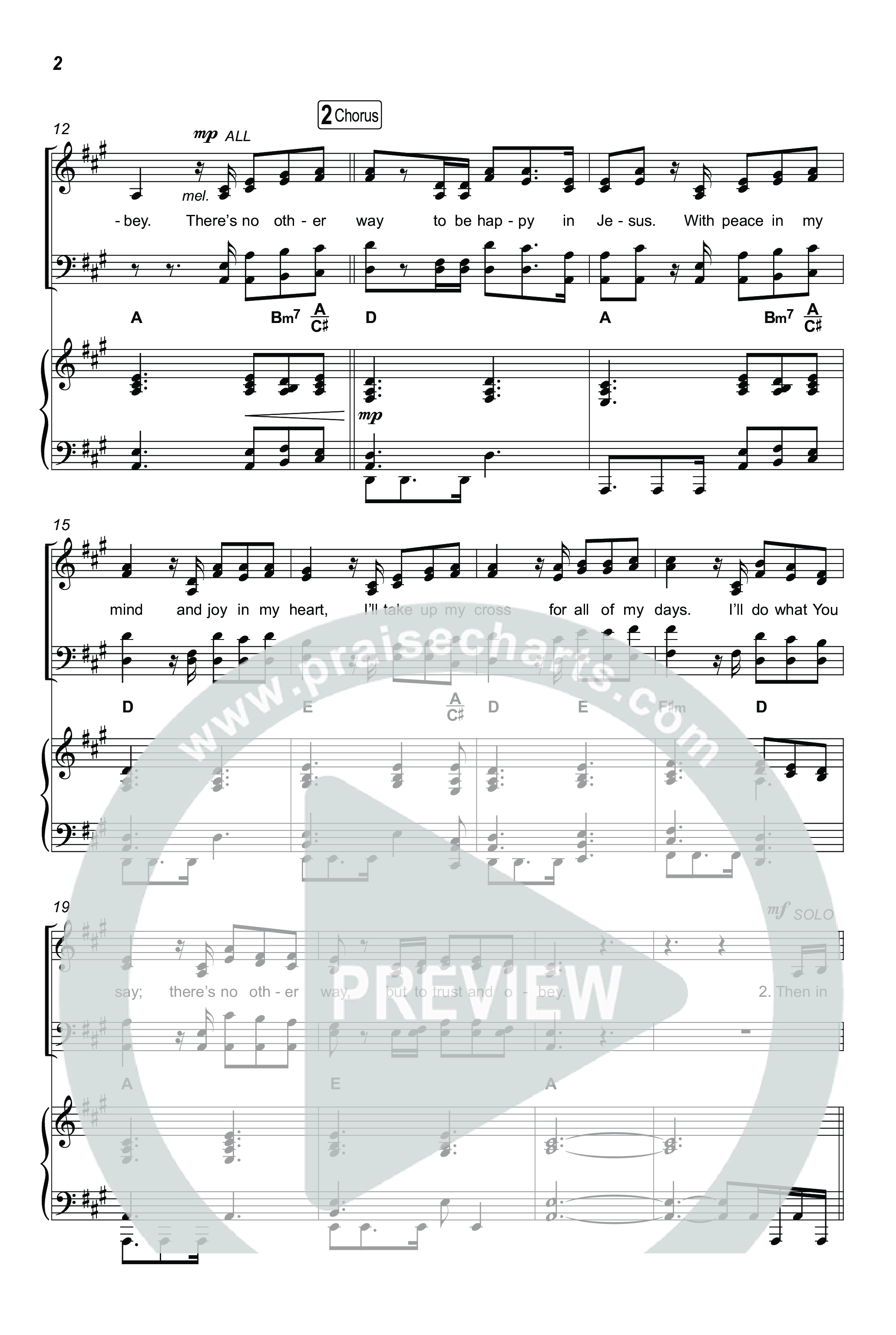 Trust And Obey (Choral Anthem SATB) Octavo (SATB & Pno) (CXMMXNS / CAIN)