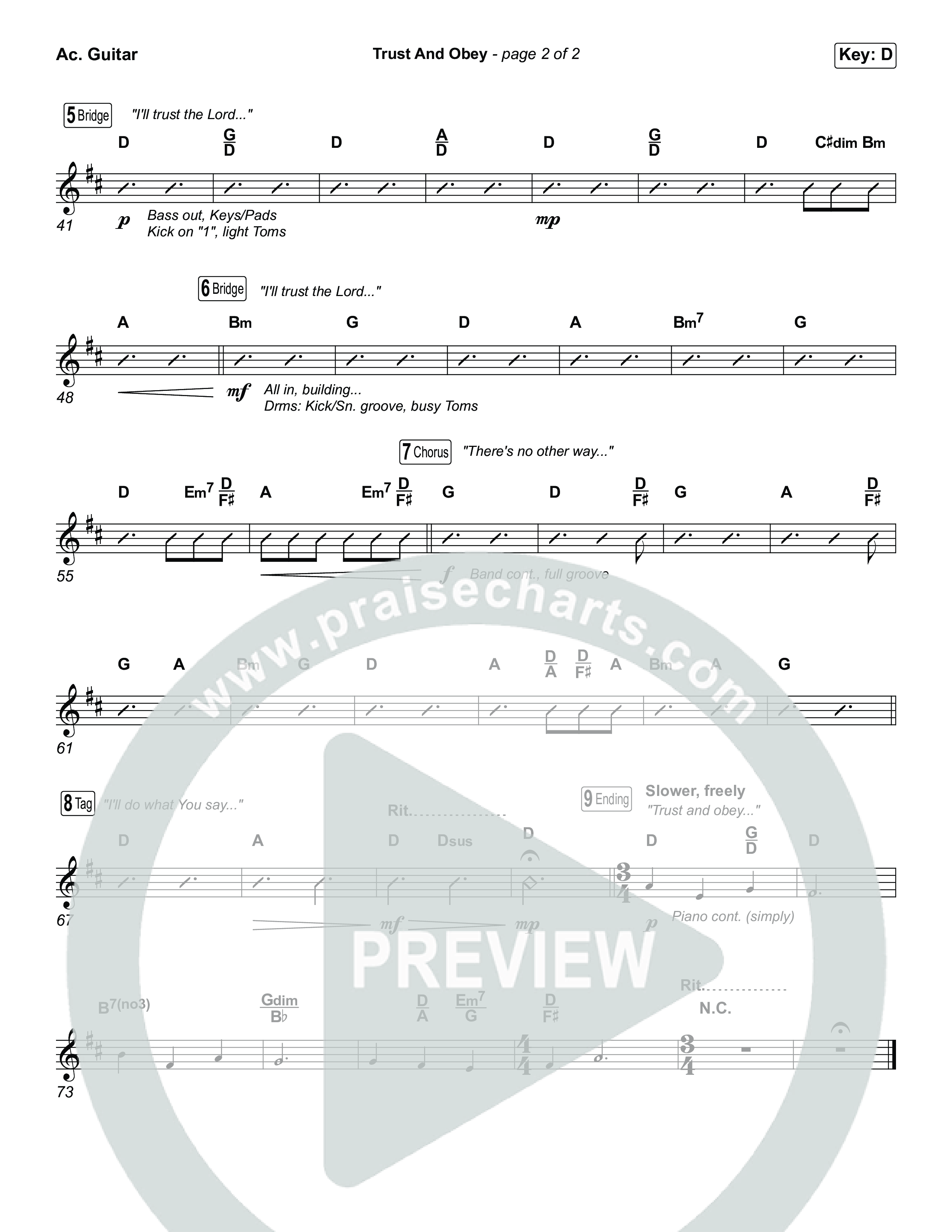 Trust And Obey (Worship Choir/SAB) Acoustic Guitar (CXMMXNS / CAIN / Arr. Luke Gambill)