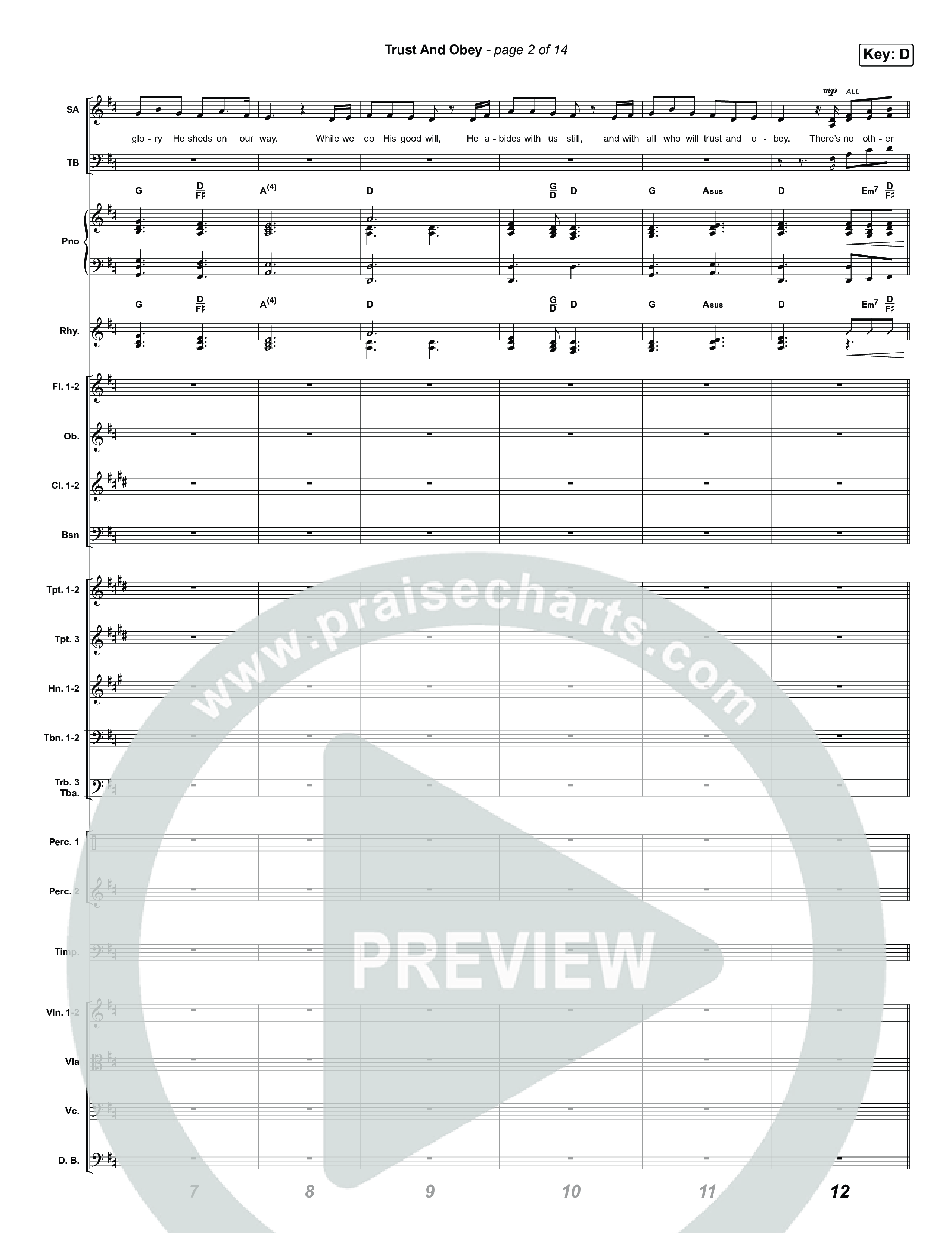 Trust And Obey (Worship Choir/SAB) Conductor's Score (CXMMXNS / CAIN / Arr. Luke Gambill)