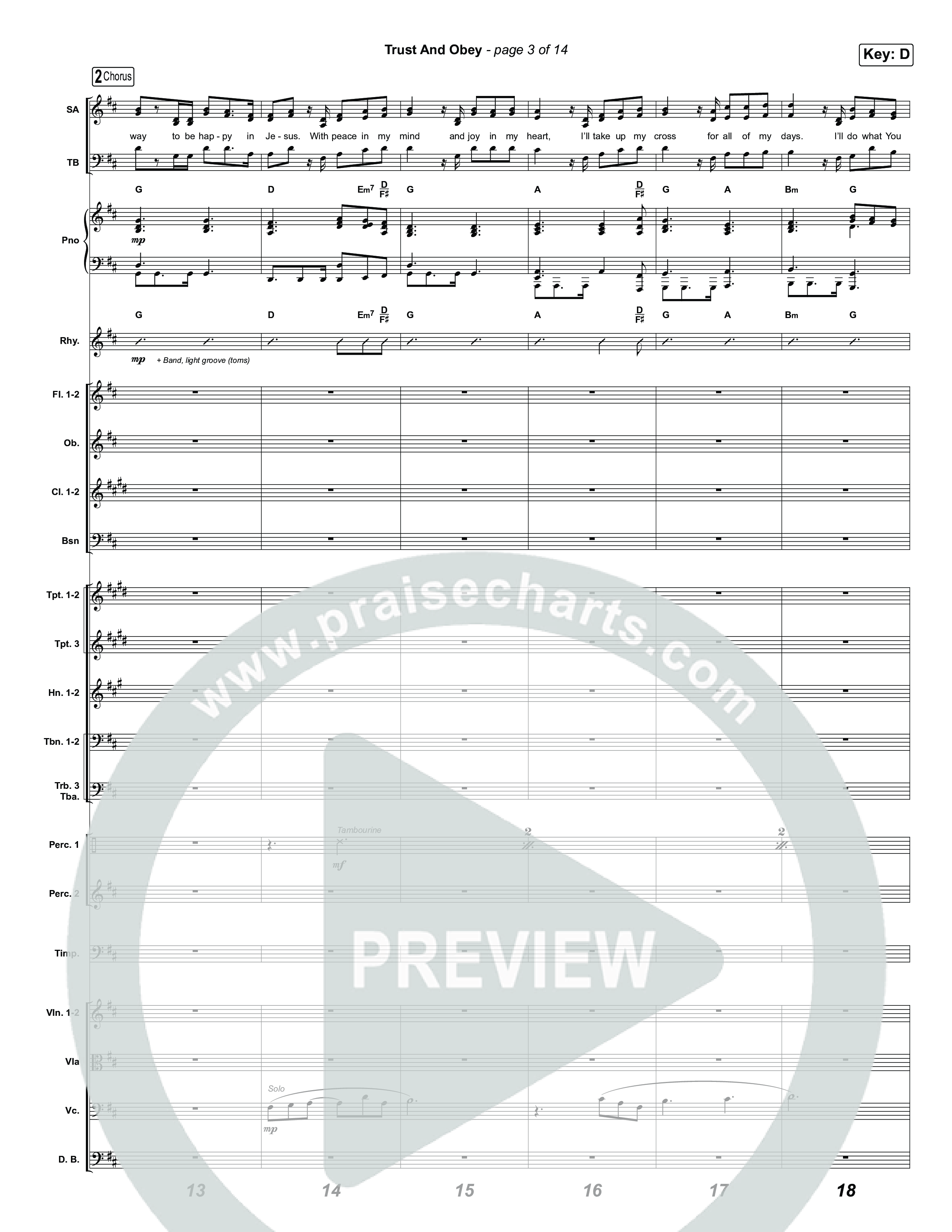 Trust And Obey (Worship Choir/SAB) Conductor's Score (CXMMXNS / CAIN / Arr. Luke Gambill)