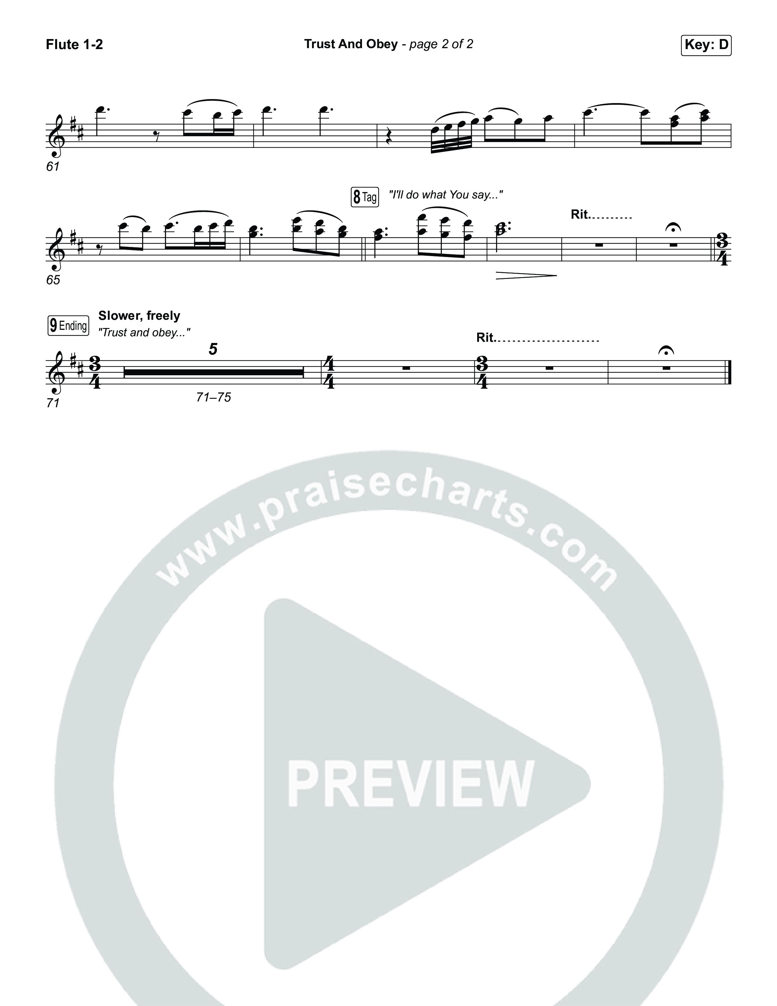 Trust And Obey (Worship Choir/SAB) Flute 1/2 (CXMMXNS / CAIN / Arr. Luke Gambill)