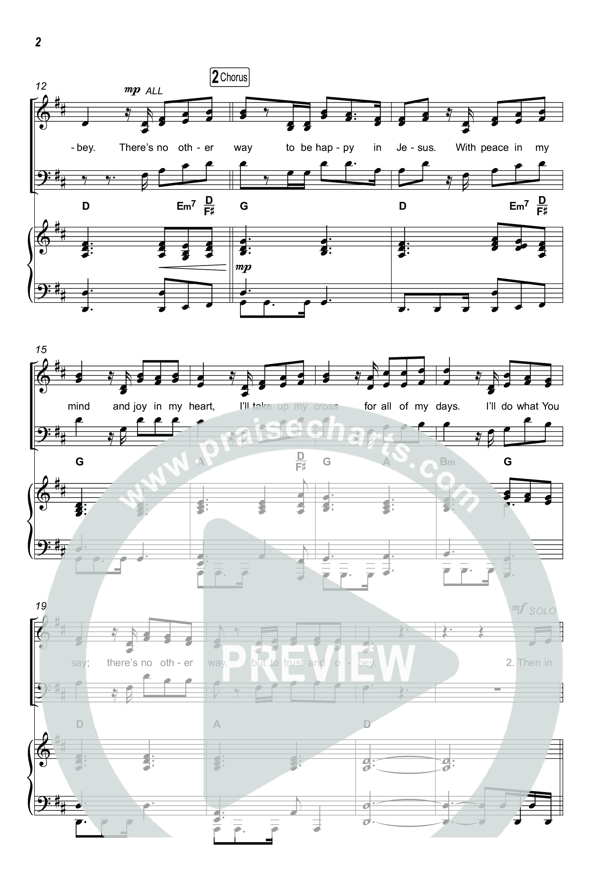 Trust And Obey (Worship Choir/SAB) Octavo (SAB & Pno) (CXMMXNS / CAIN / Arr. Luke Gambill)