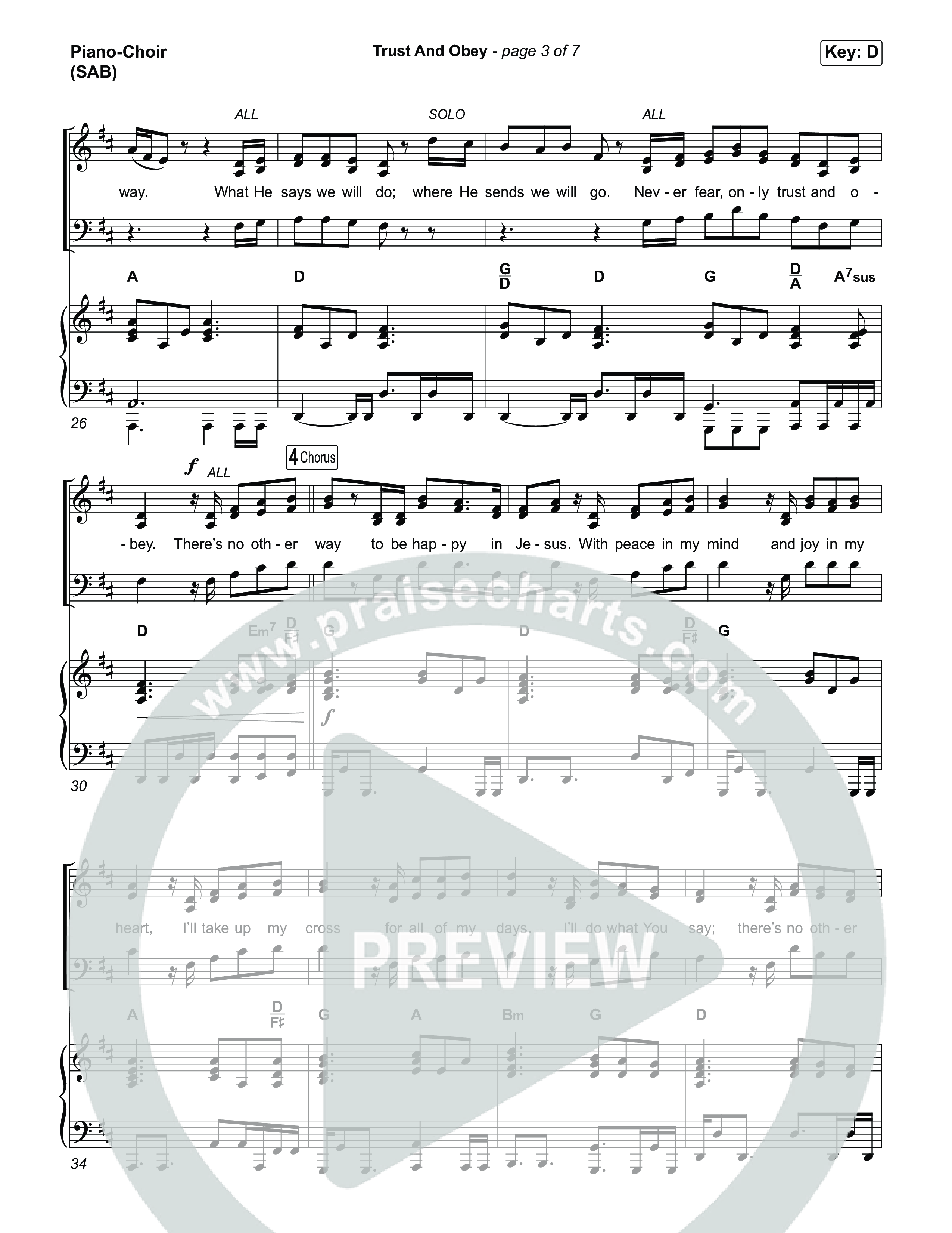 Trust And Obey (Worship Choir/SAB) Piano/Choir (SAB) (CXMMXNS / CAIN / Arr. Luke Gambill)