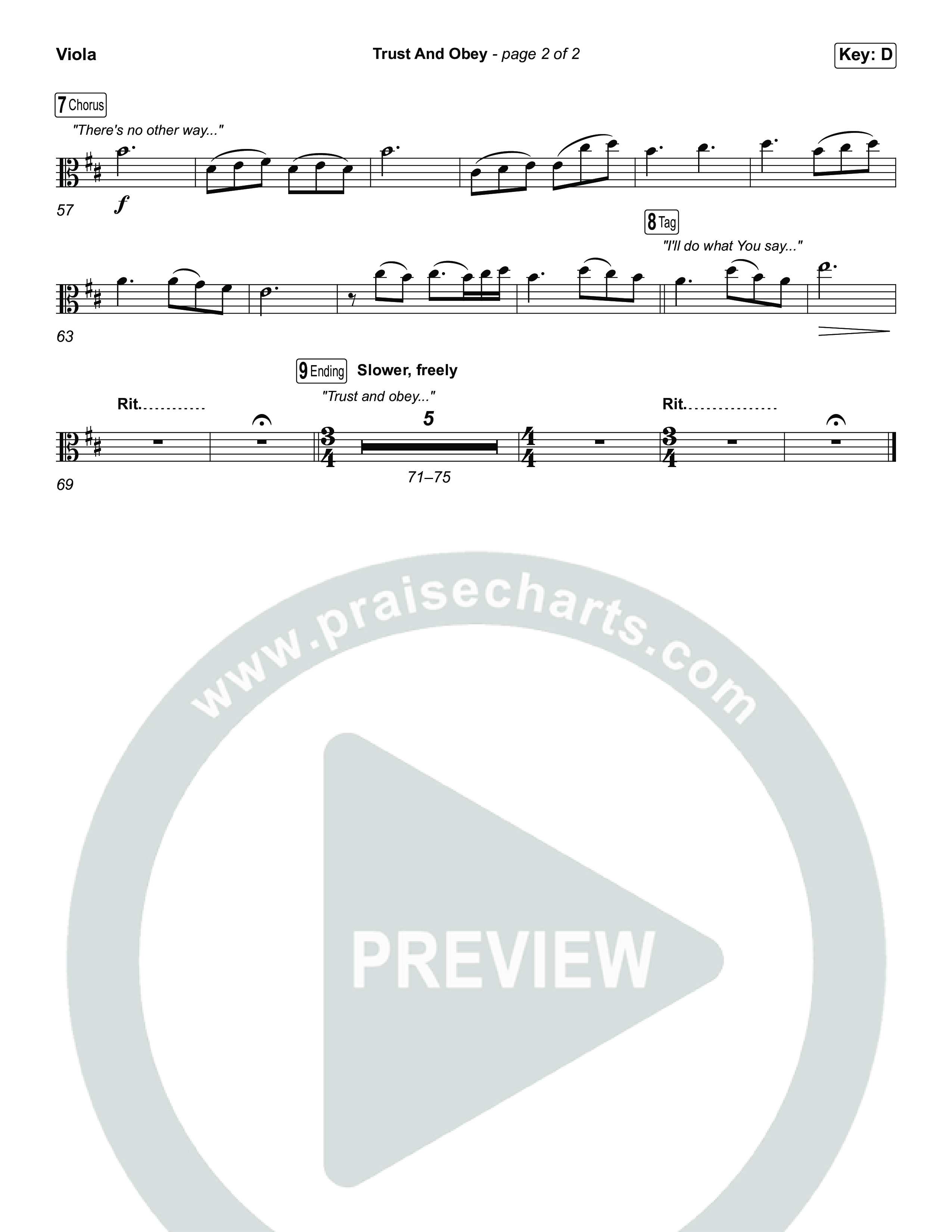 Trust And Obey (Worship Choir/SAB) Viola (CXMMXNS / CAIN / Arr. Luke Gambill)