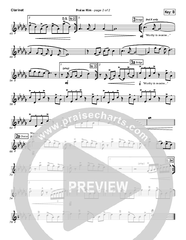 Praise Him Clarinet (Gateway Worship)