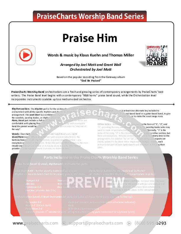 Praise Him Cover Sheet (Gateway Worship)