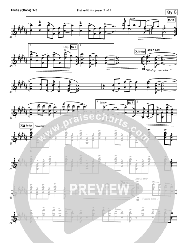 Praise Him Flute/Oboe 1/2/3 (Gateway Worship)