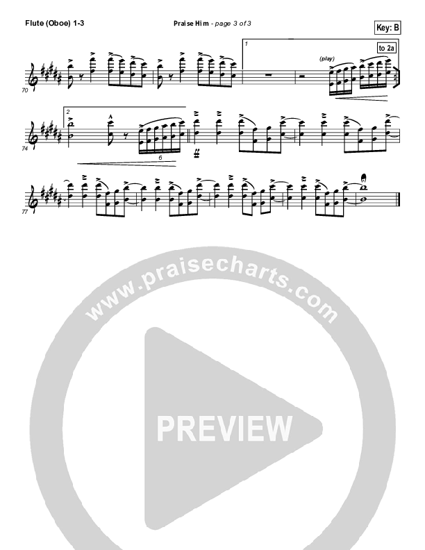 Praise Him Flute/Oboe 1/2/3 (Gateway Worship)