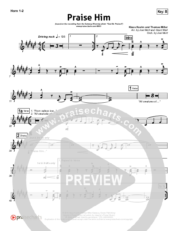 Praise Him French Horn 1/2 (Gateway Worship)