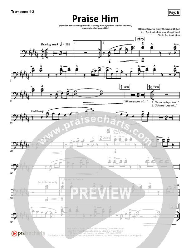 Praise Him Trombone 1/2 (Gateway Worship)
