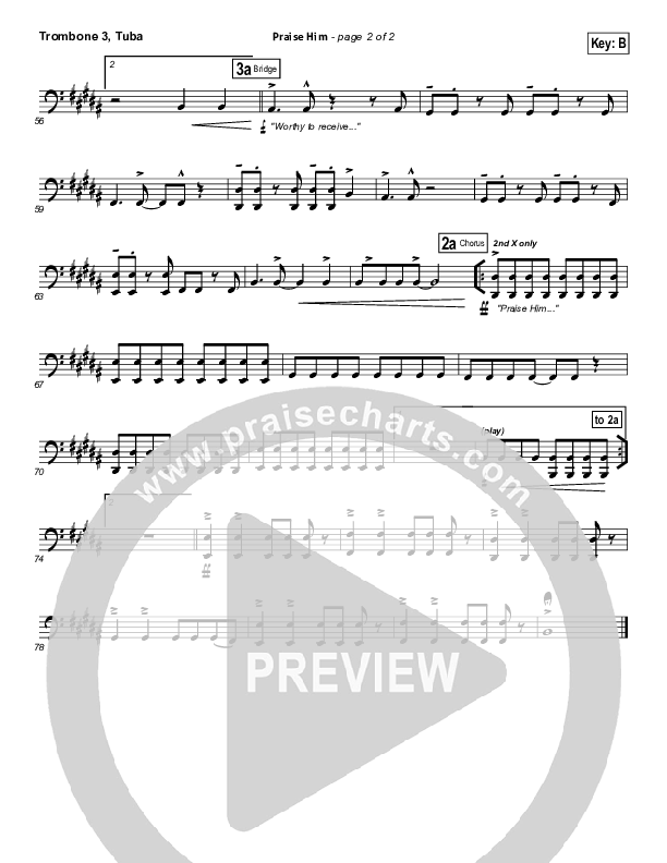 Praise Him Trombone 3/Tuba (Gateway Worship)