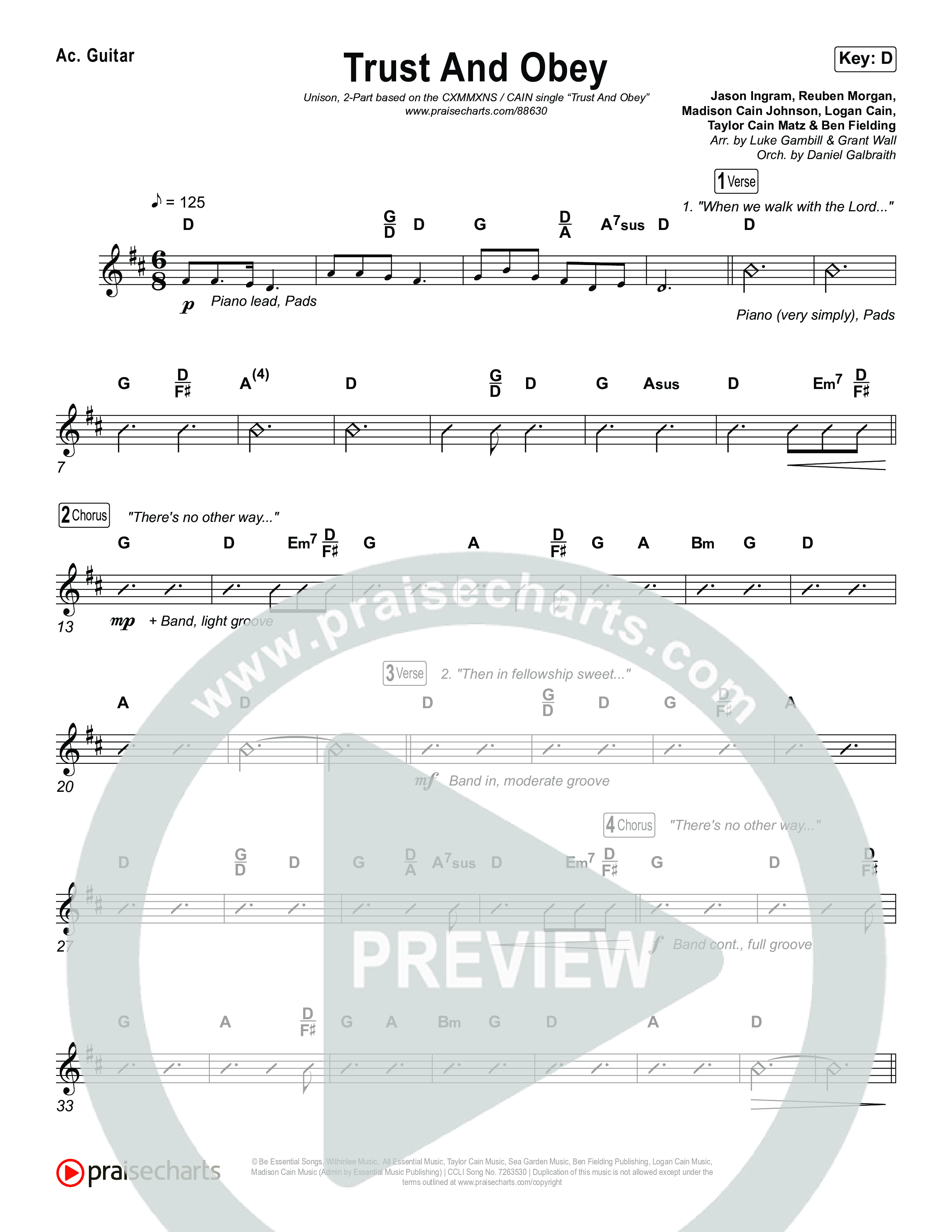 Trust And Obey (Unison/2-Part) Rhythm Pack (CXMMXNS / CAIN / Arr. Luke Gambill)