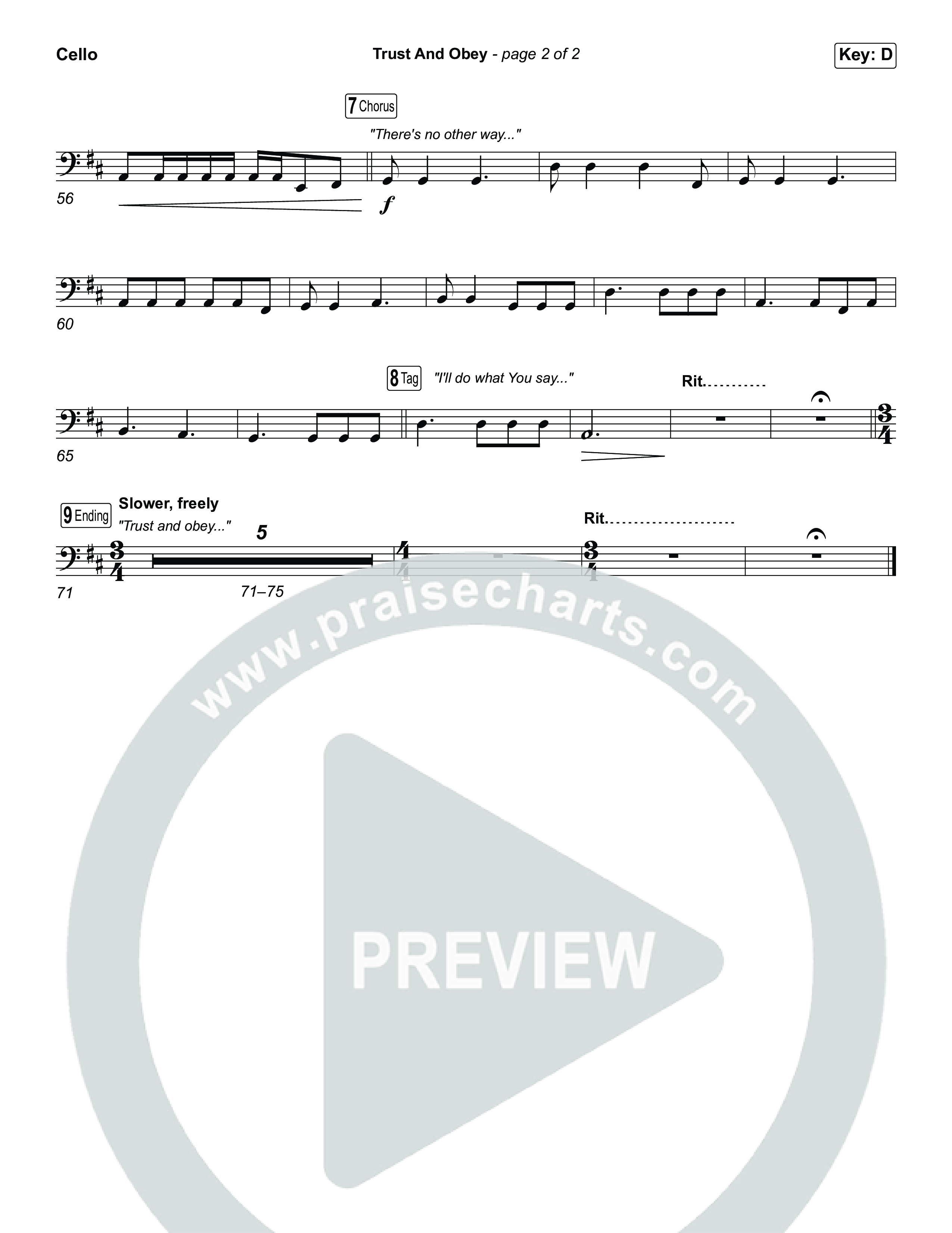 Trust And Obey (Unison/2-Part) Cello (CXMMXNS / CAIN / Arr. Luke Gambill)