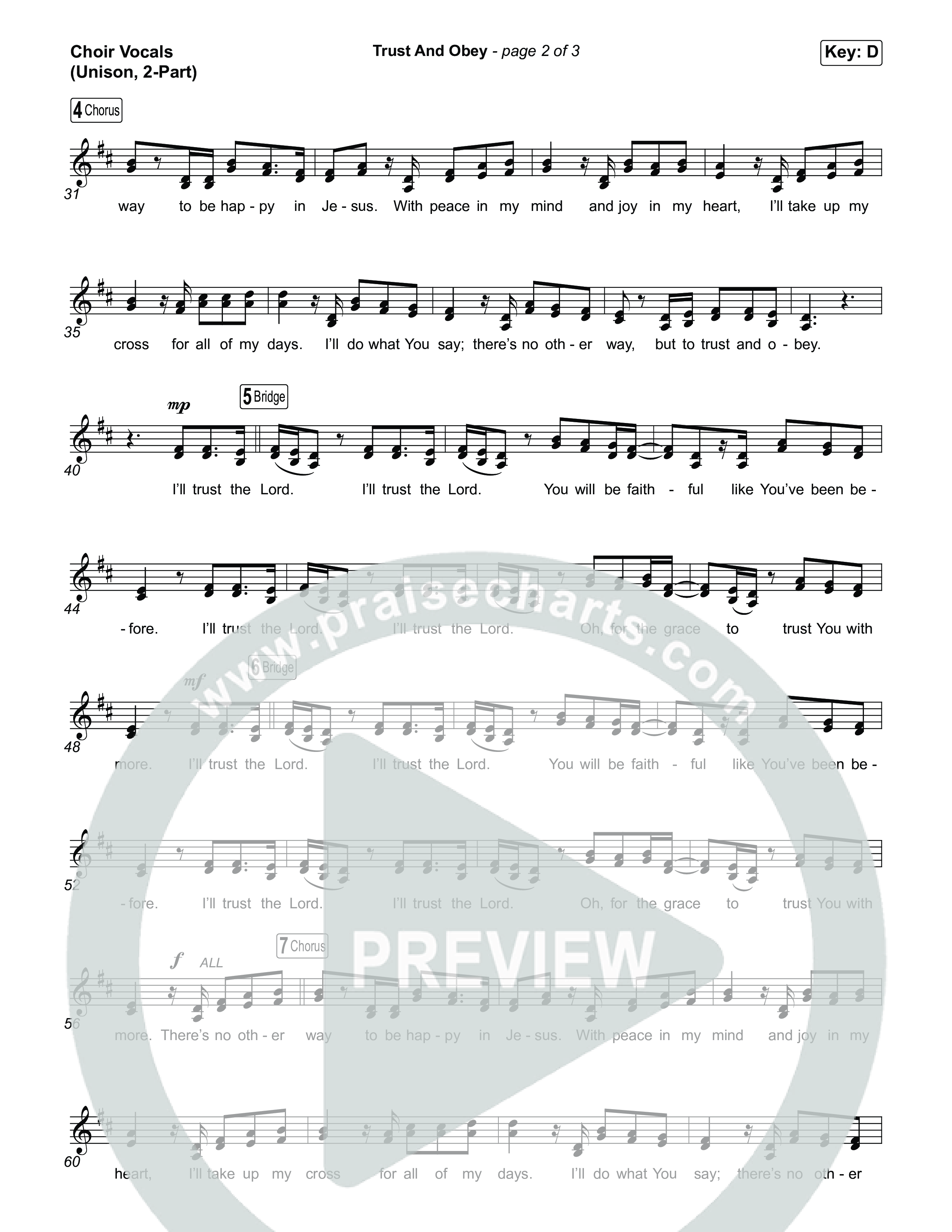 Trust And Obey (Unison/2-Part) Choir Vocals (Uni/2-Part) (CXMMXNS / CAIN / Arr. Luke Gambill)