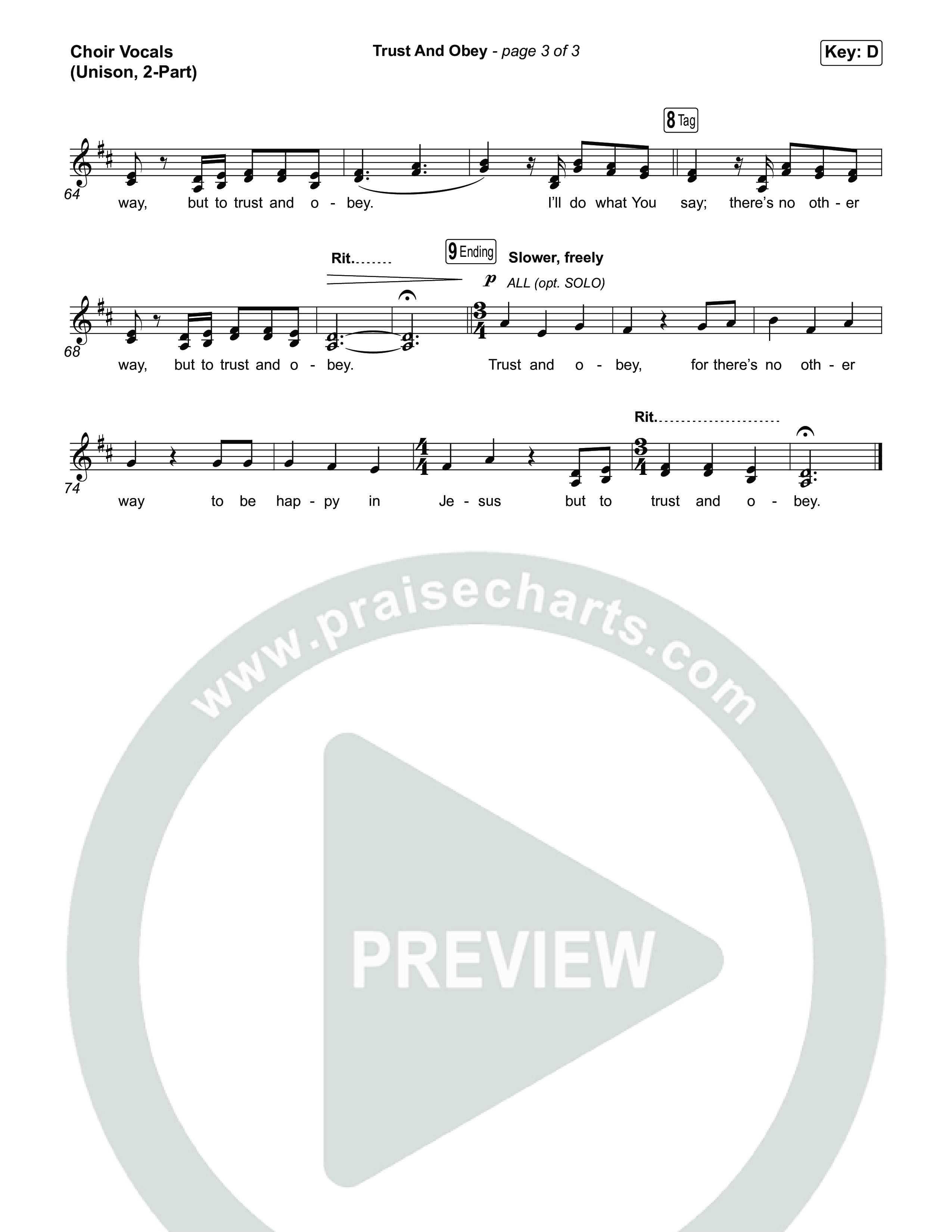 Trust And Obey (Unison/2-Part) Choir Vocals (Uni/2-Part) (CXMMXNS / CAIN / Arr. Luke Gambill)