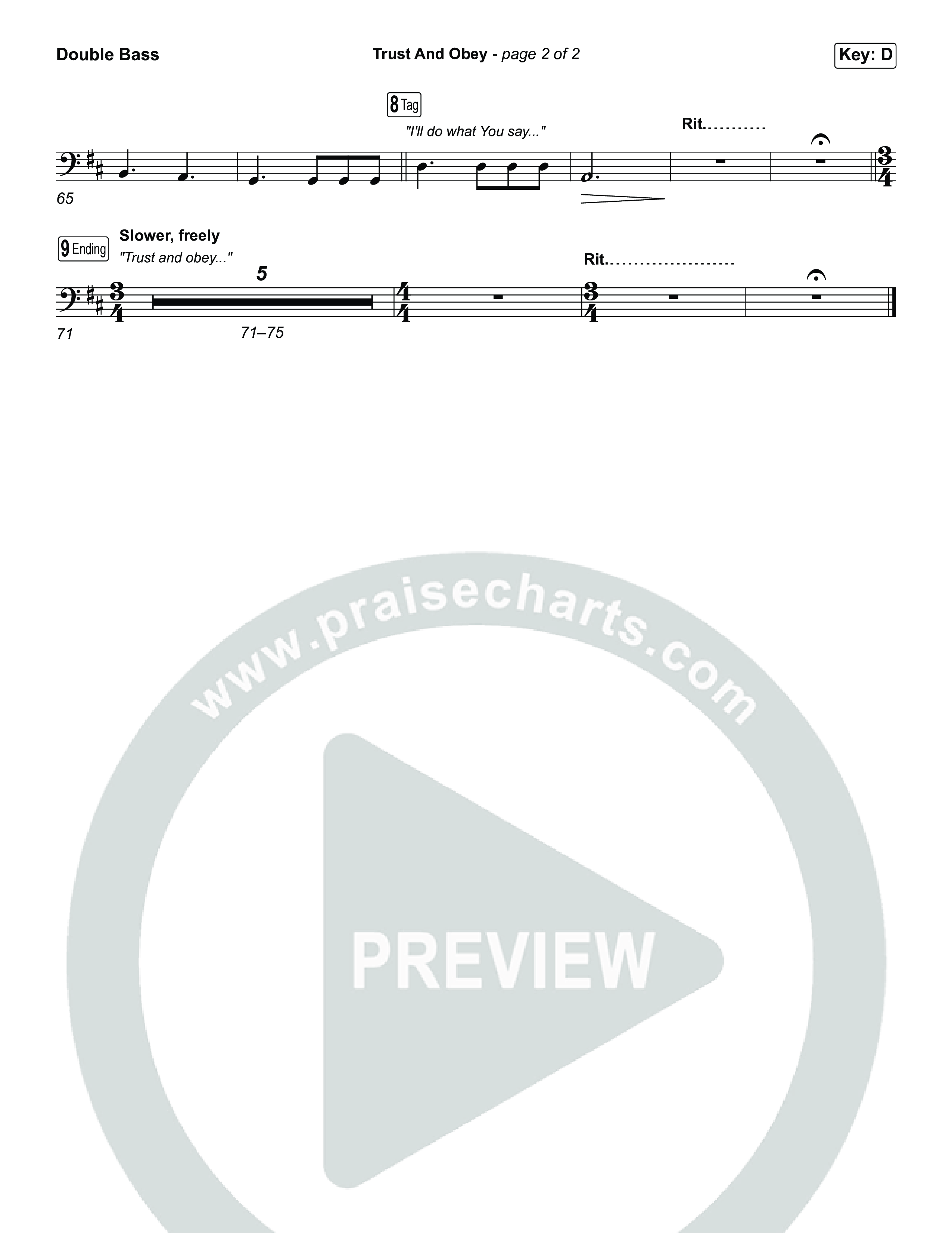 Trust And Obey (Unison/2-Part) Double Bass (CXMMXNS / CAIN / Arr. Luke Gambill)