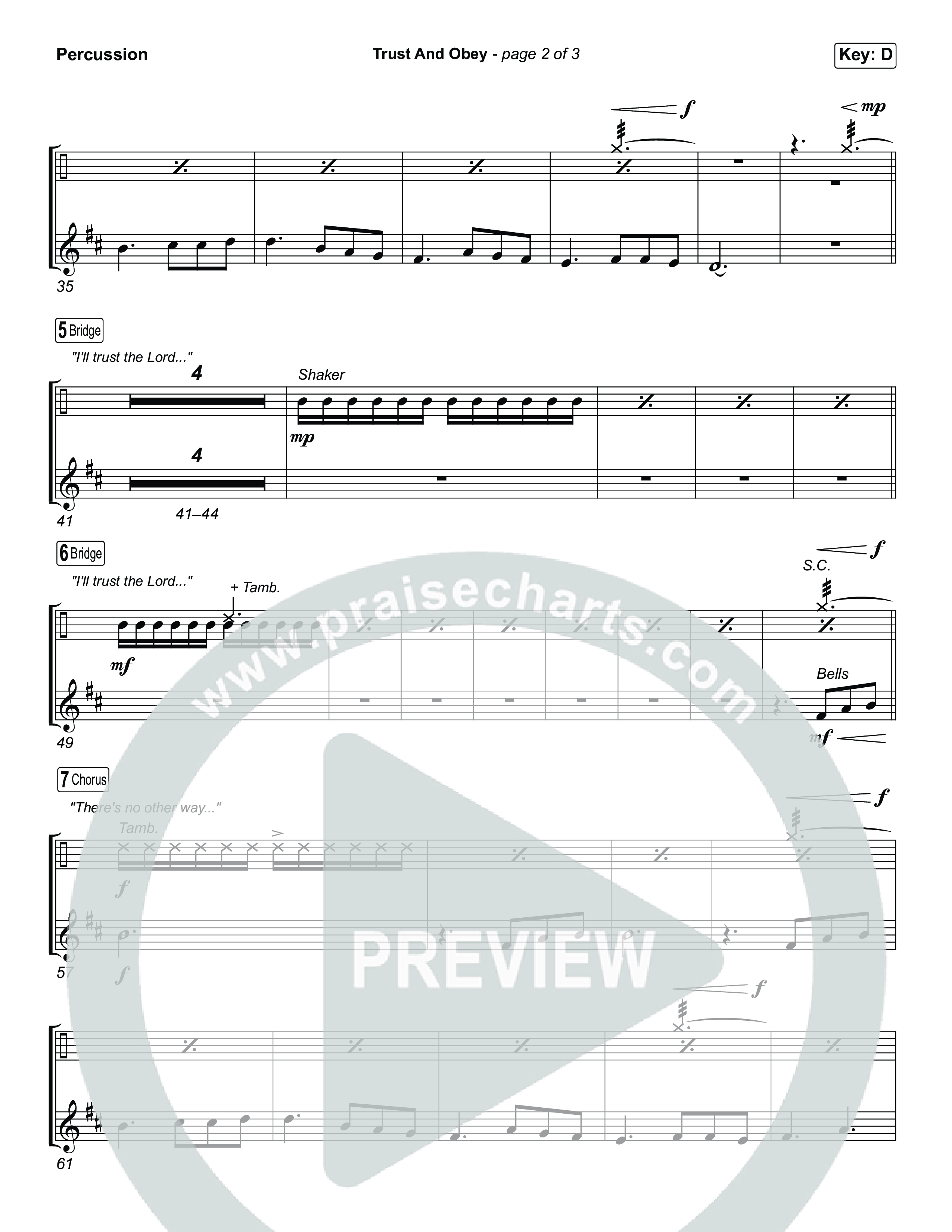 Trust And Obey (Unison/2-Part) Percussion (CXMMXNS / CAIN / Arr. Luke Gambill)