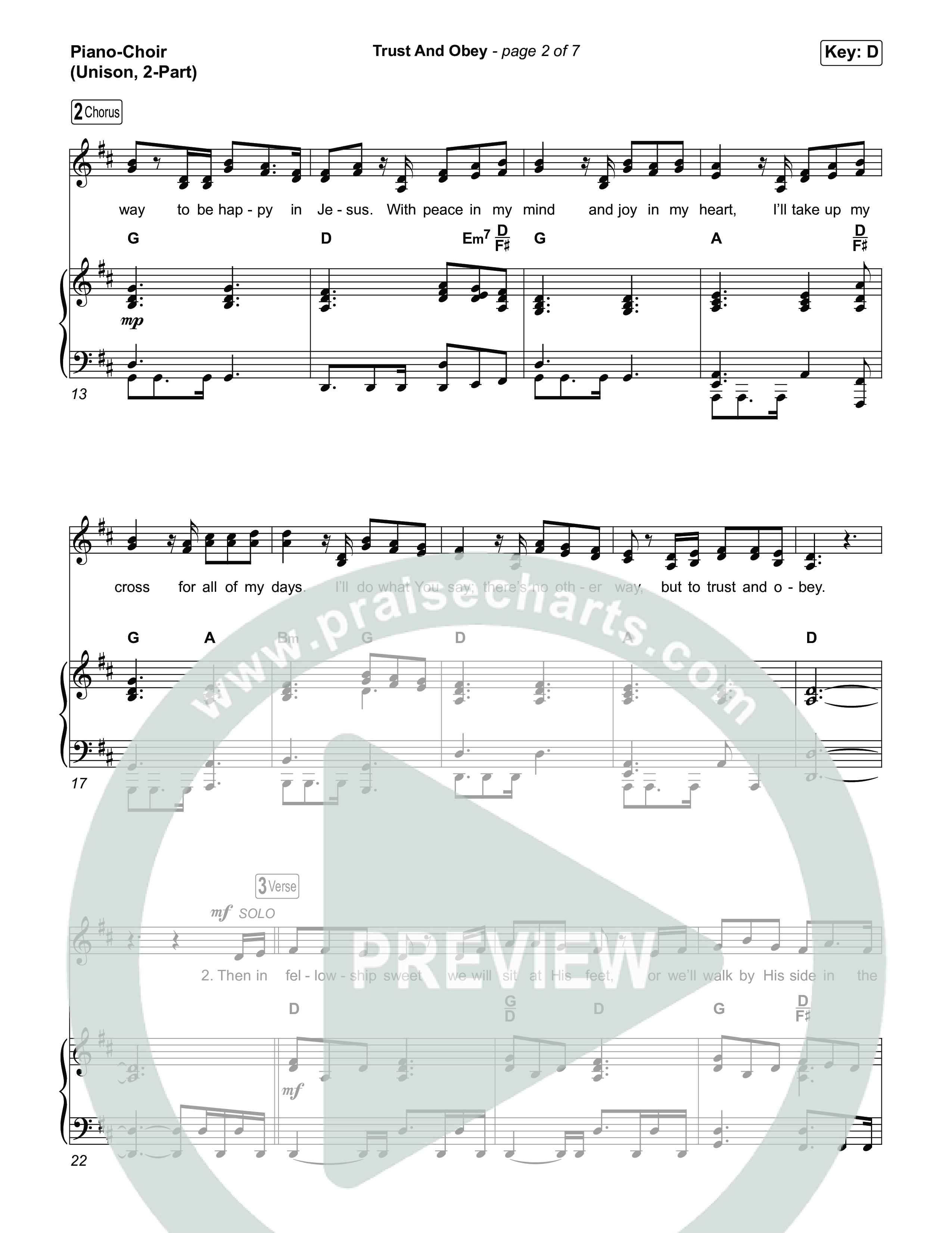 Trust And Obey (Unison/2-Part) Piano/Choir  (Uni/2-Part) (CXMMXNS / CAIN / Arr. Luke Gambill)