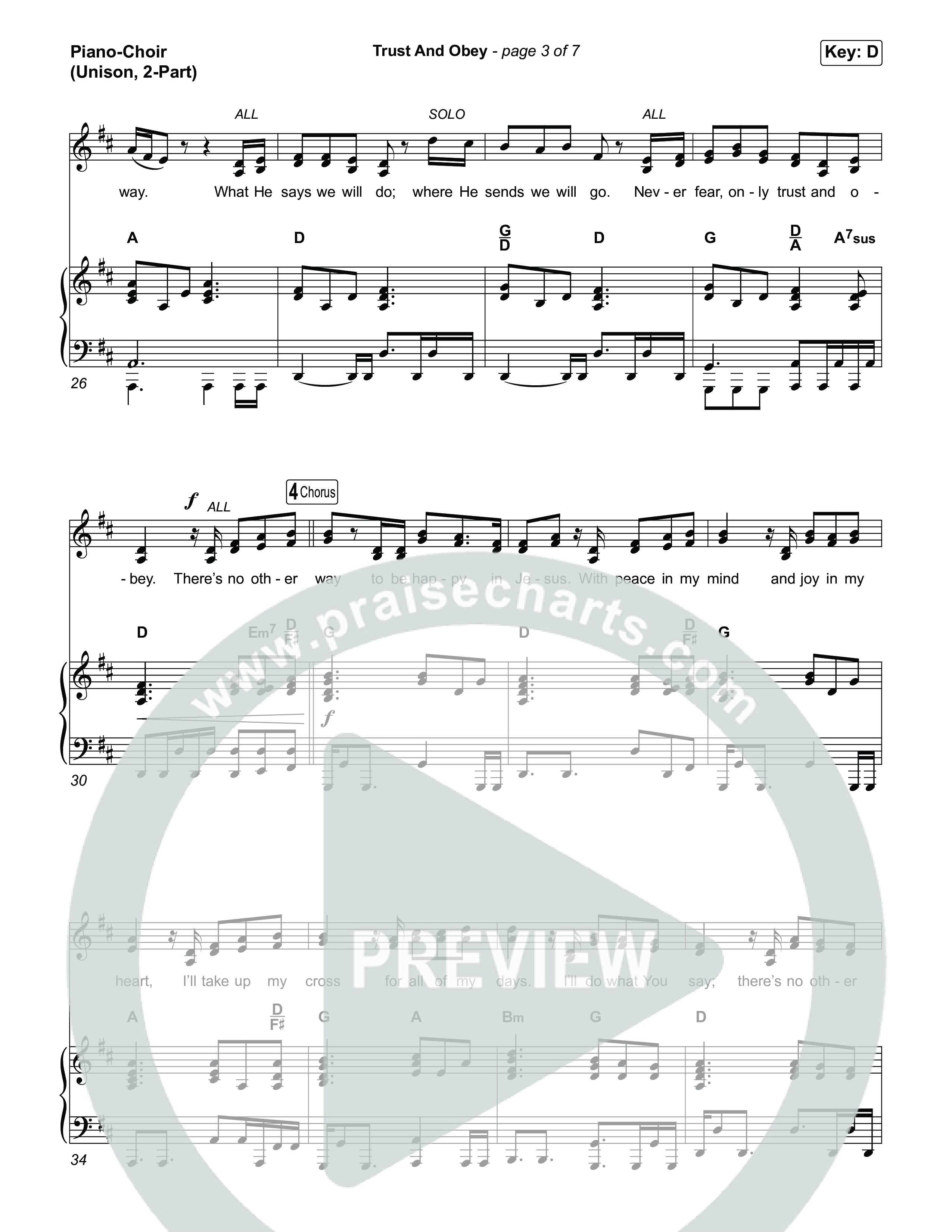 Trust And Obey (Unison/2-Part) Piano/Choir  (Uni/2-Part) (CXMMXNS / CAIN / Arr. Luke Gambill)