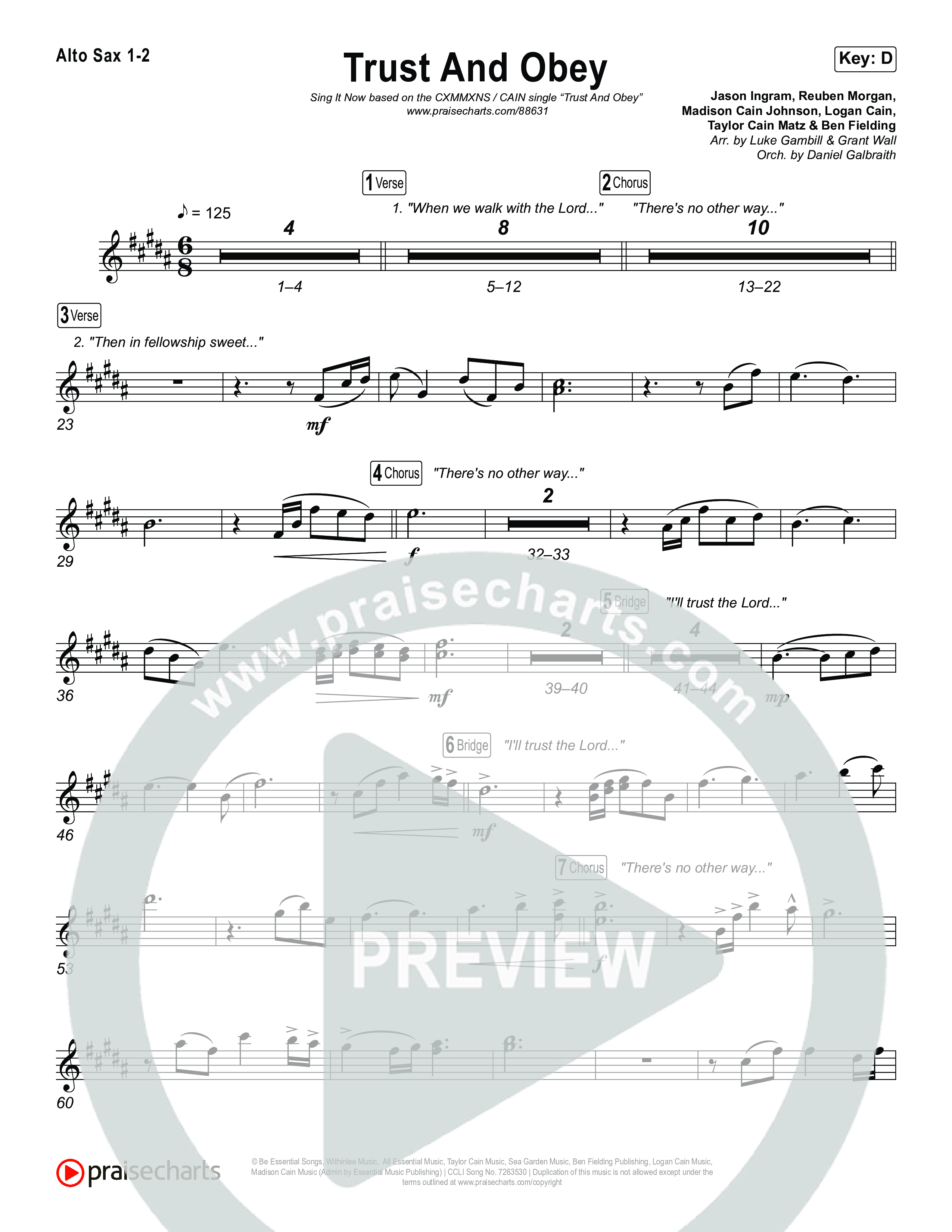 Trust And Obey (Sing It Now) Sax Pack (CXMMXNS / CAIN / Arr. Luke Gambill)