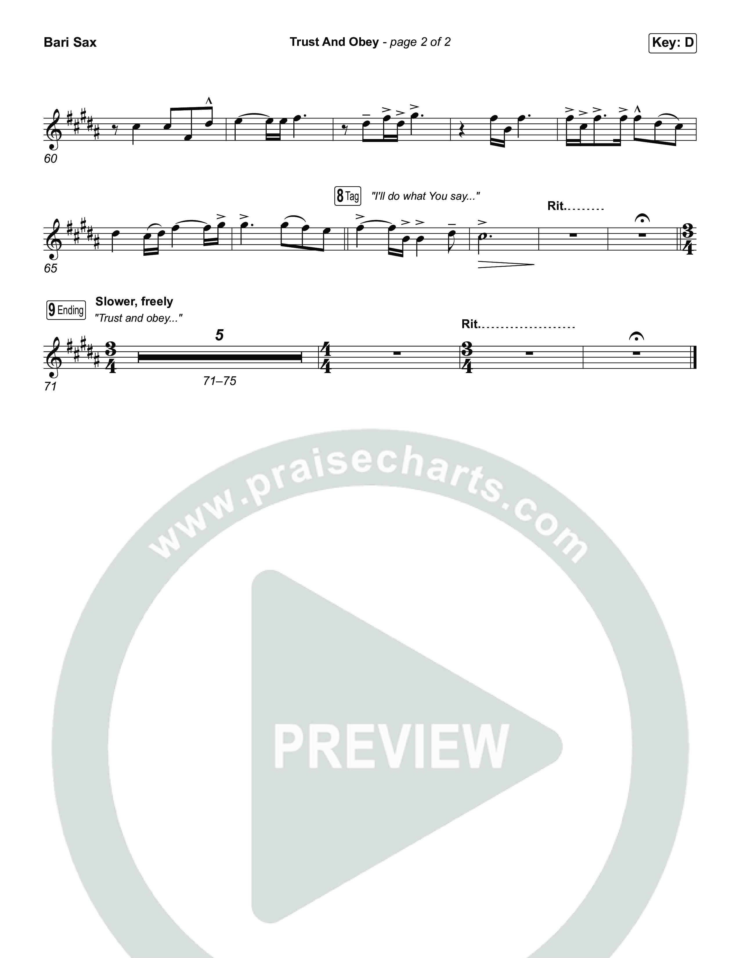 Trust And Obey (Sing It Now) Bari Sax (CXMMXNS / CAIN / Arr. Luke Gambill)