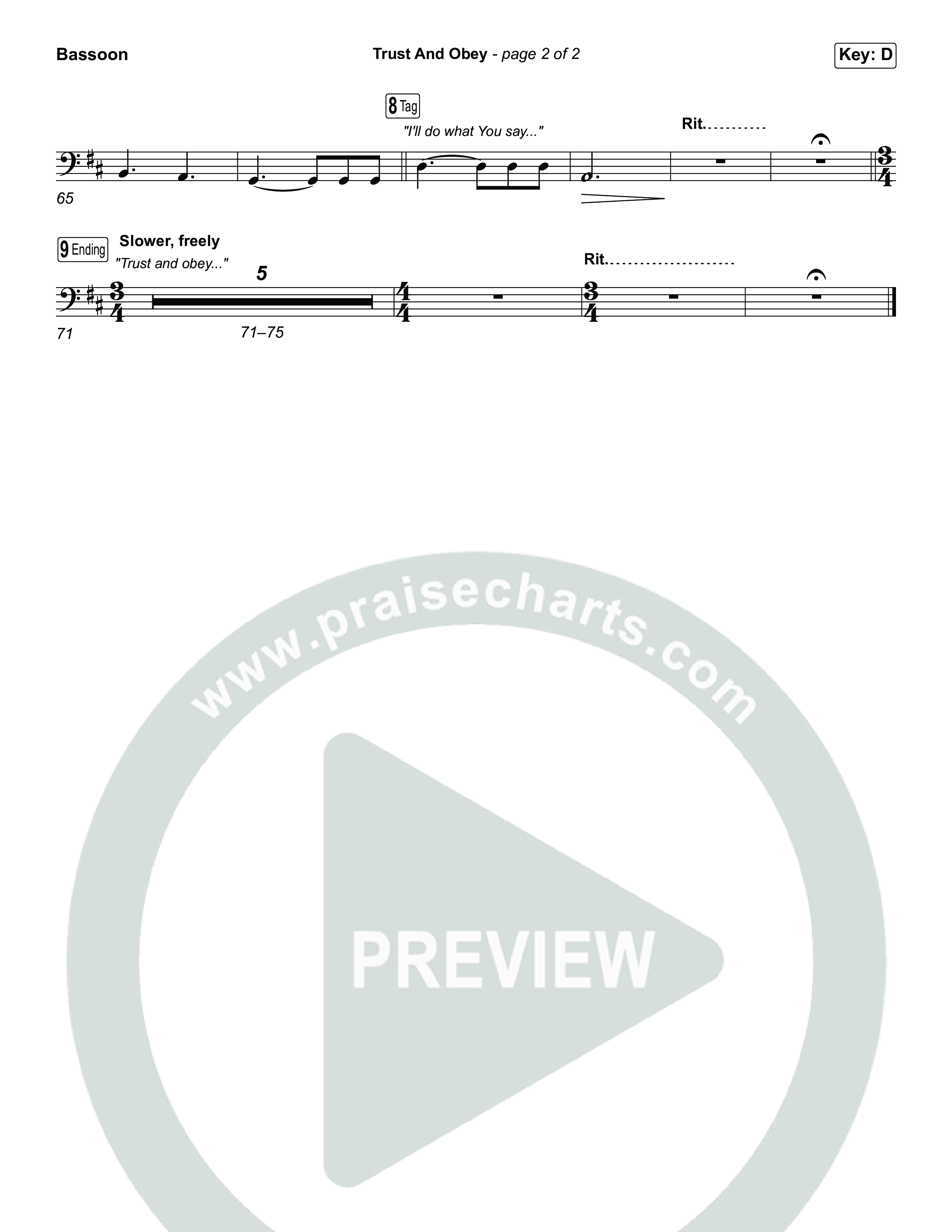 Trust And Obey (Sing It Now) Bassoon (CXMMXNS / CAIN / Arr. Luke Gambill)