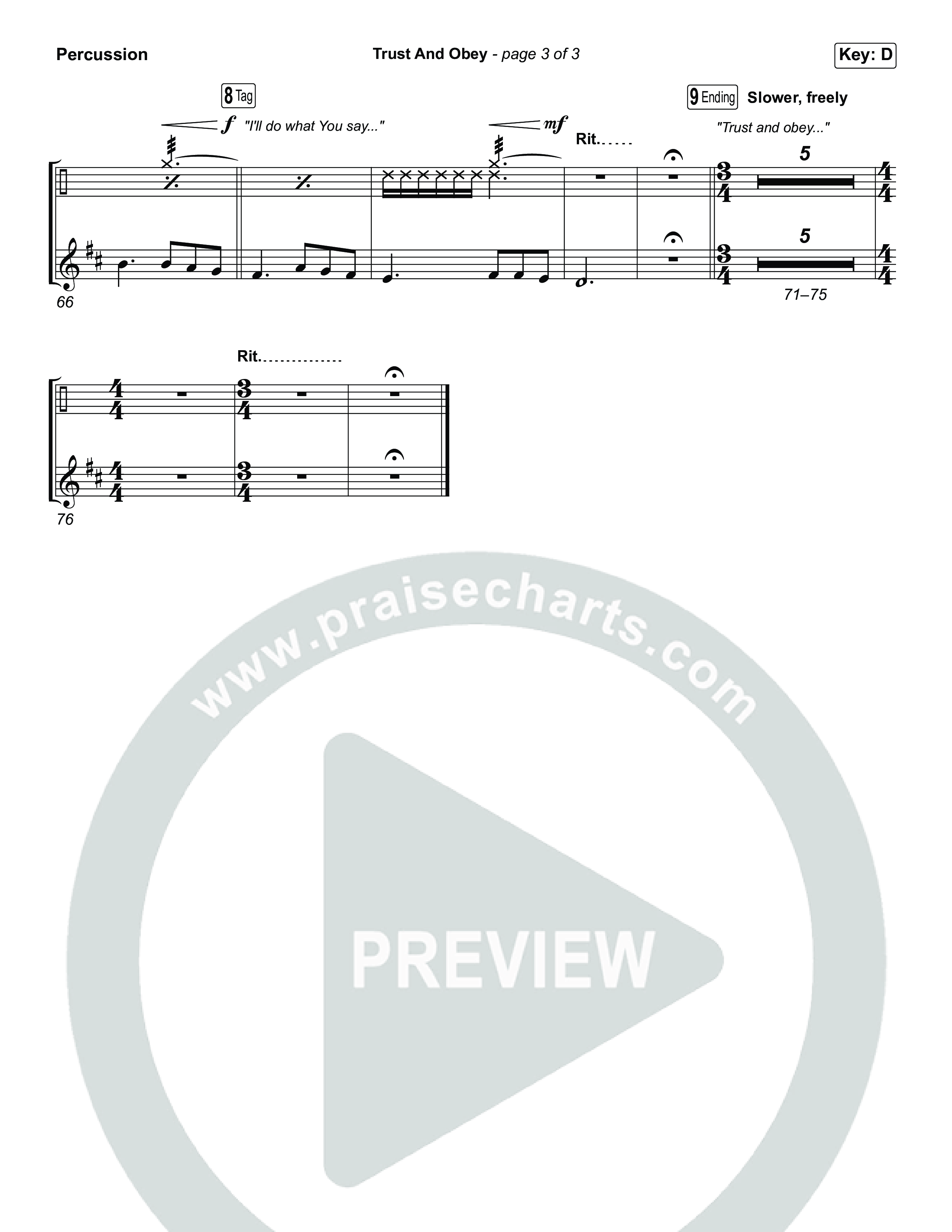 Trust And Obey (Sing It Now) Percussion (CXMMXNS / CAIN / Arr. Luke Gambill)