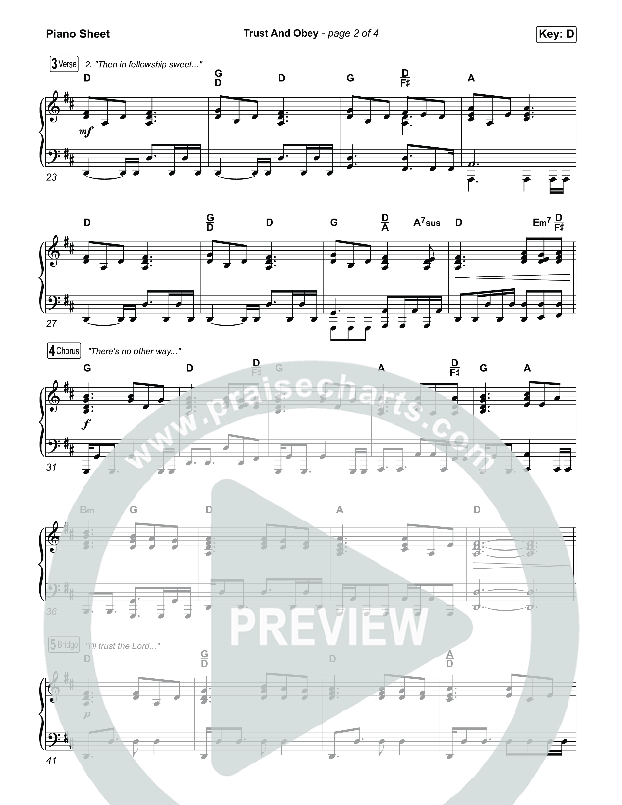 Trust And Obey (Sing It Now) Piano Sheet (CXMMXNS / CAIN / Arr. Luke Gambill)