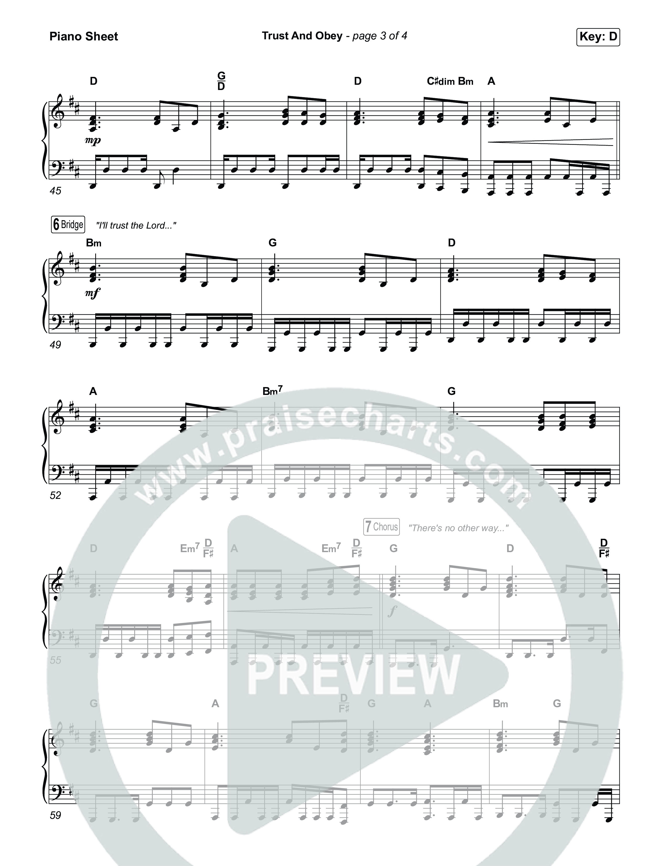 Trust And Obey (Sing It Now) Piano Sheet (CXMMXNS / CAIN / Arr. Luke Gambill)