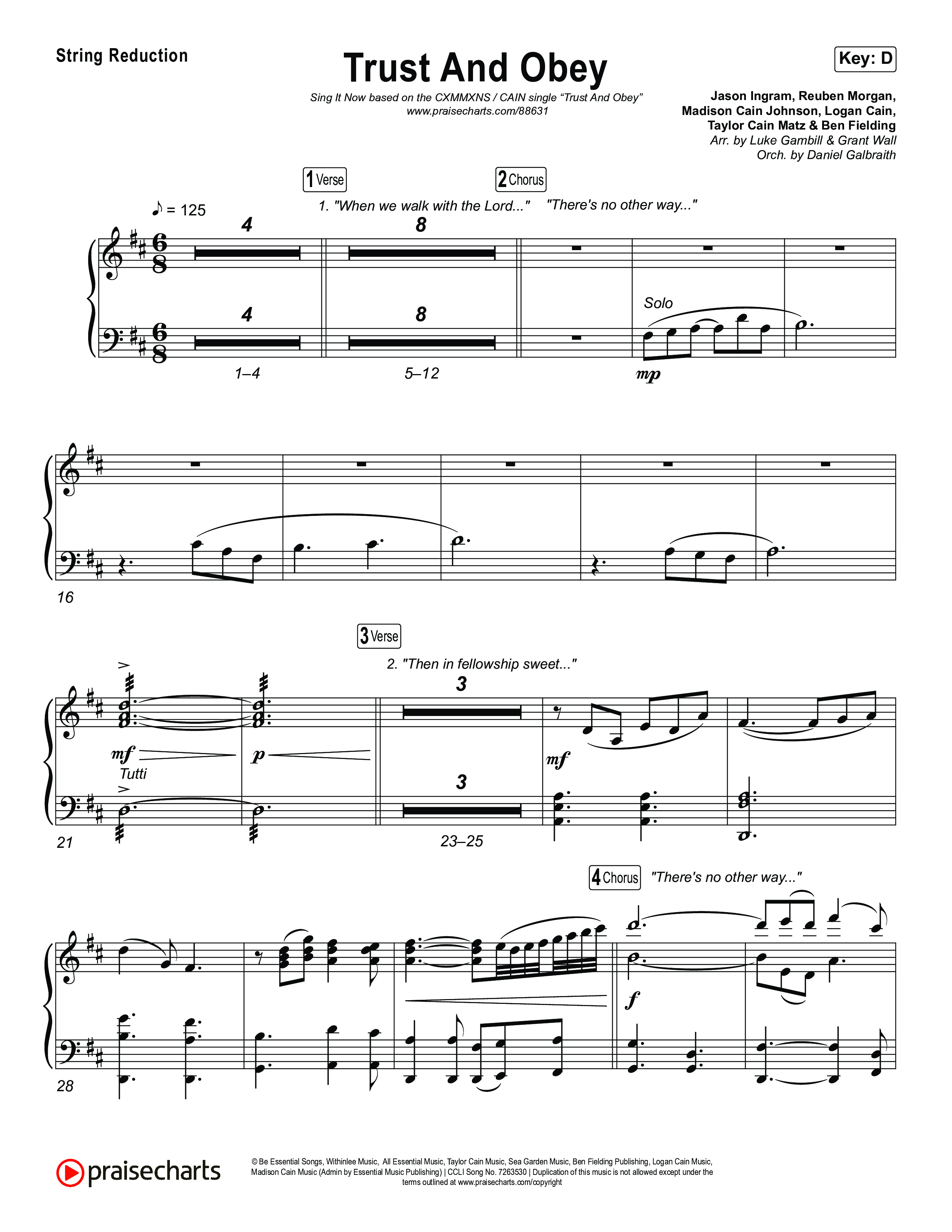 Trust And Obey (Sing It Now) String Reduction (CXMMXNS / CAIN / Arr. Luke Gambill)