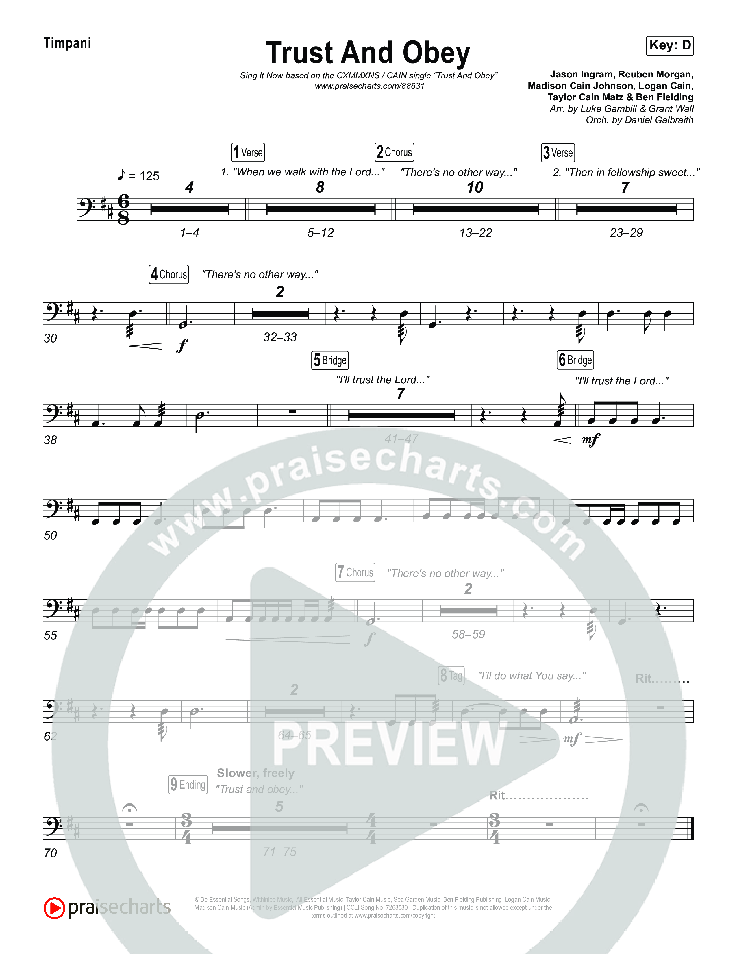 Trust And Obey (Sing It Now) Timpani (CXMMXNS / CAIN / Arr. Luke Gambill)